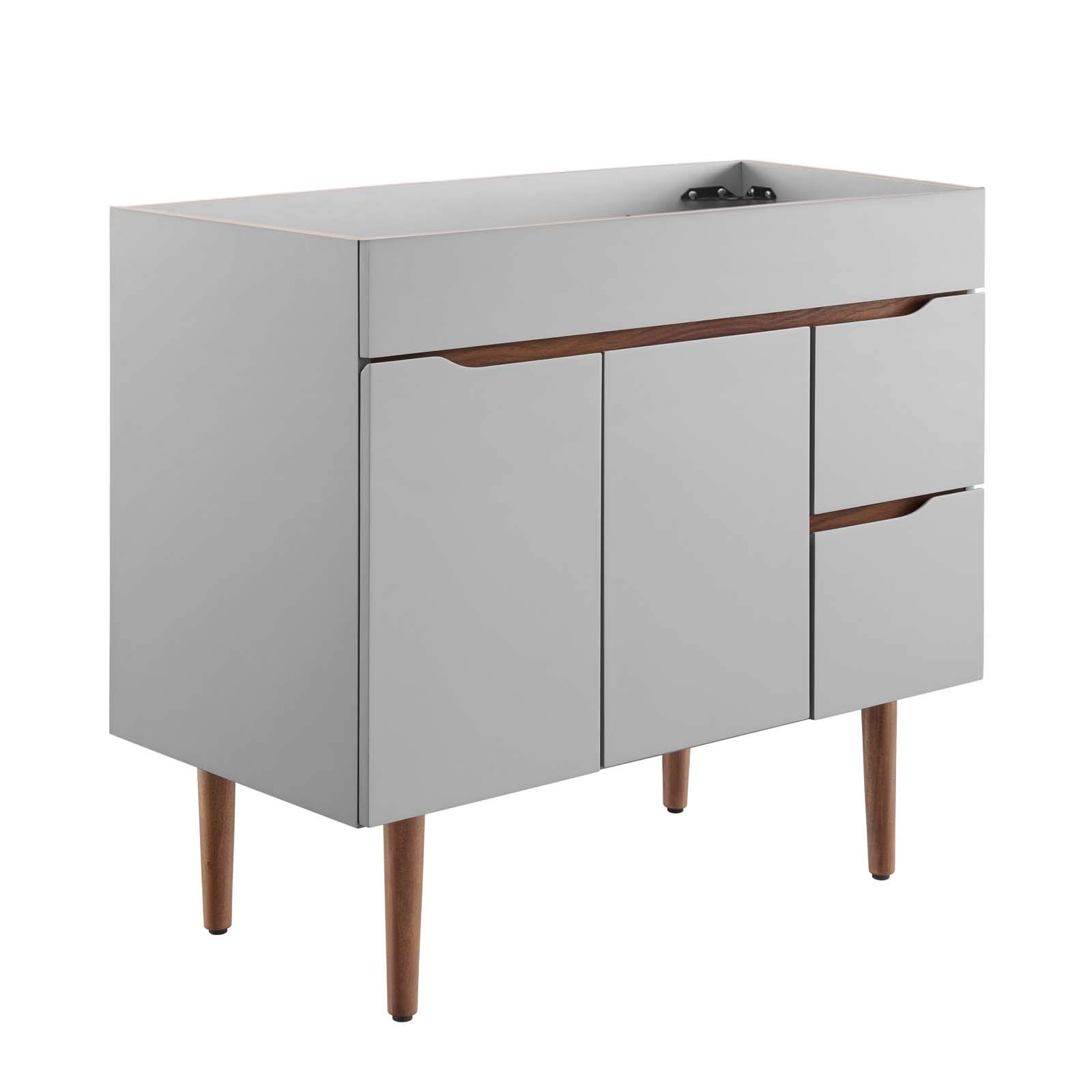 Modway Harvest 36 Inch Gray Walnut Bathroom Vanity - Modern Bathroom Storage Cabinet with Countertop (Sink Not Included) | Perfect for Small Bathrooms, Powder Rooms & Home Renovations