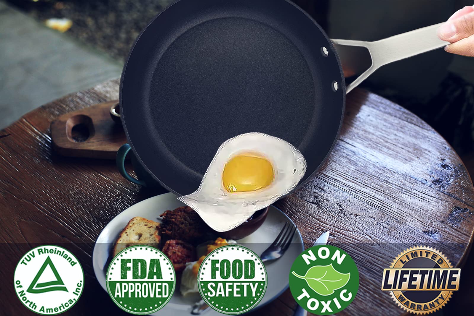 8-Inch Nonstick Frying Pan - Small Skillet for Eggs & Omelets - Durable Limestone Coating & Stay-Cool Handle - Induction & Oven Safe - Dishwasher Safe - Perfect for Breakfast Cooking & Small Kitchen Spaces