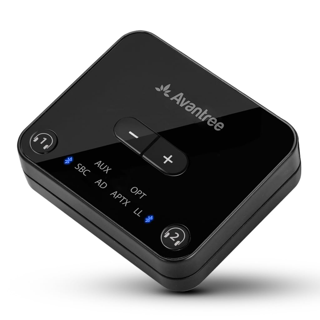 Avantree Audikast Plus - Wireless Bluetooth Audio Transmitter for TV with USB, Optical & AUX Output | Long Range 100ft, Dual Link, Volume Control | Works with TV Headphones & Home Theater Systems | Perfect for Late Night TV Watching & Gaming Without Disturbing Others
