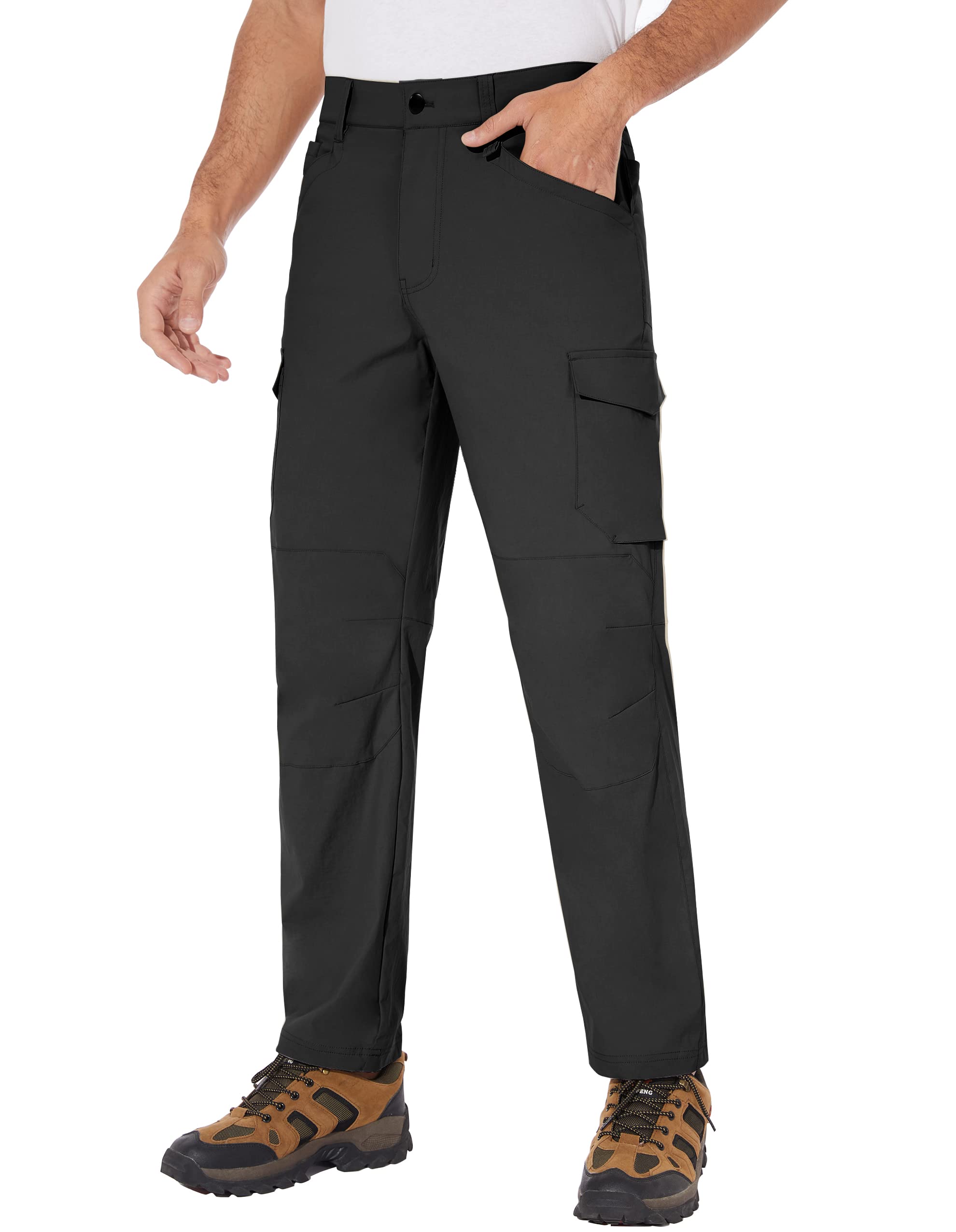 **PULI Men's Stretch Cargo Hiking Pants - Waterproof Outdoor Work Pants with 7 Pockets, Lightweight & Quick-Dry - Perfect for Golf, Fishing, Hiking & Camping**