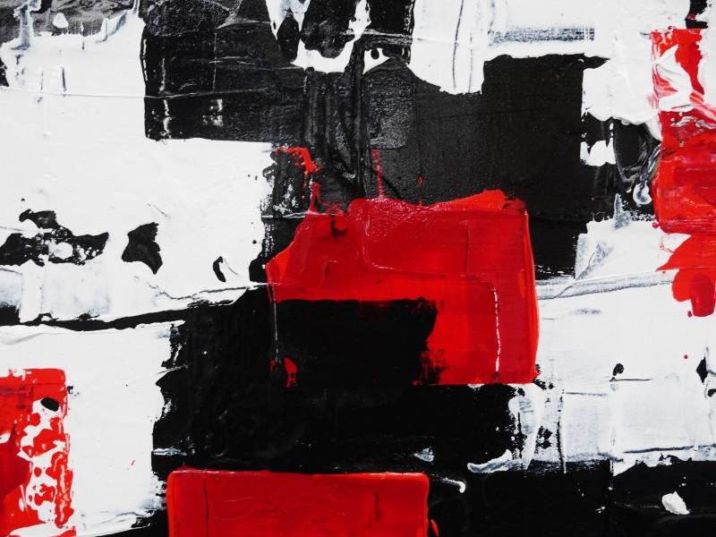Red and Black Abstract Geometric Painting 120cm x 120cm - Modern Wall Art for Living Room, Bedroom & Office Decor