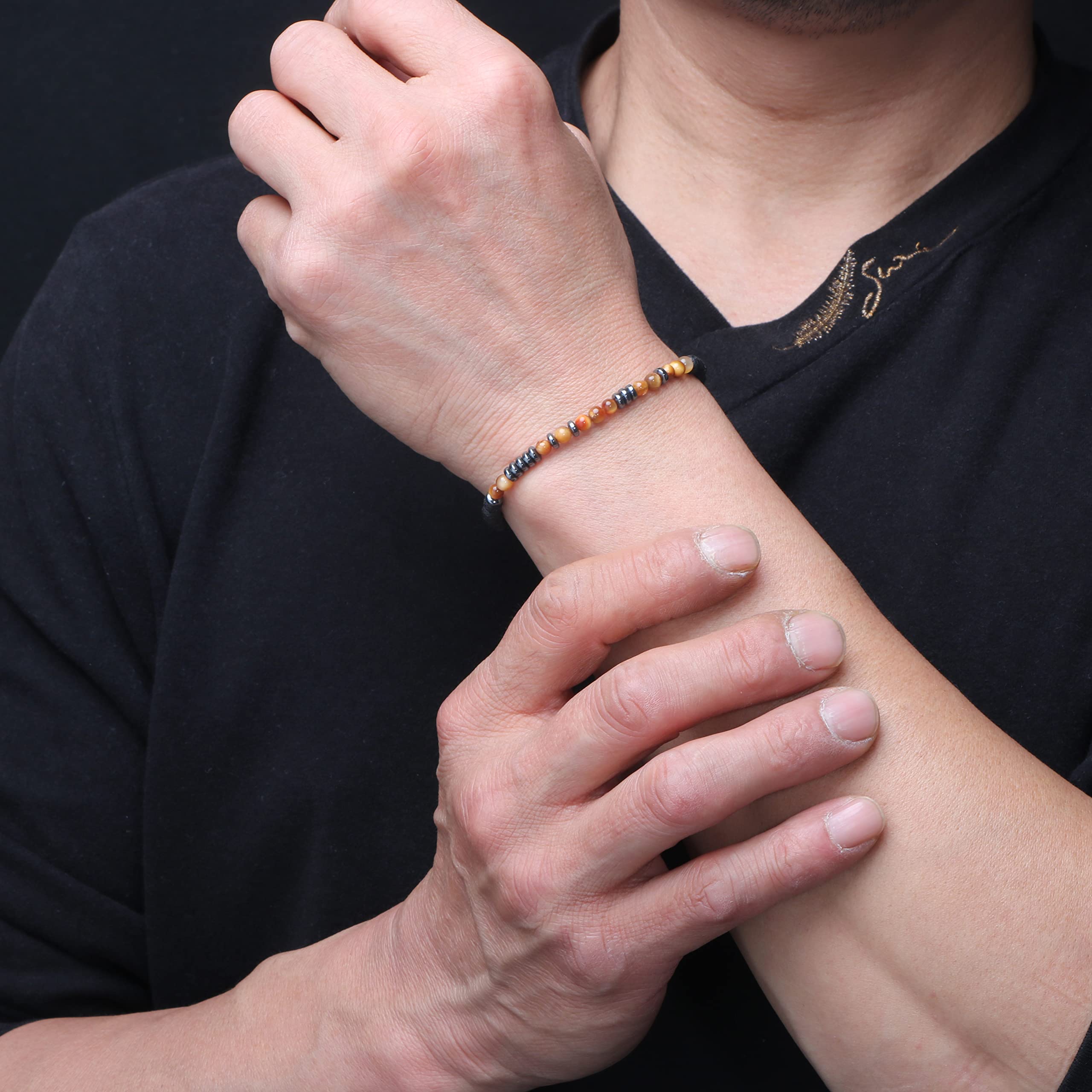 Tigers Eye Morse Code Bracelet - Anniversary Gift for Husband - Perfect for Birthdays & Valentine's Day