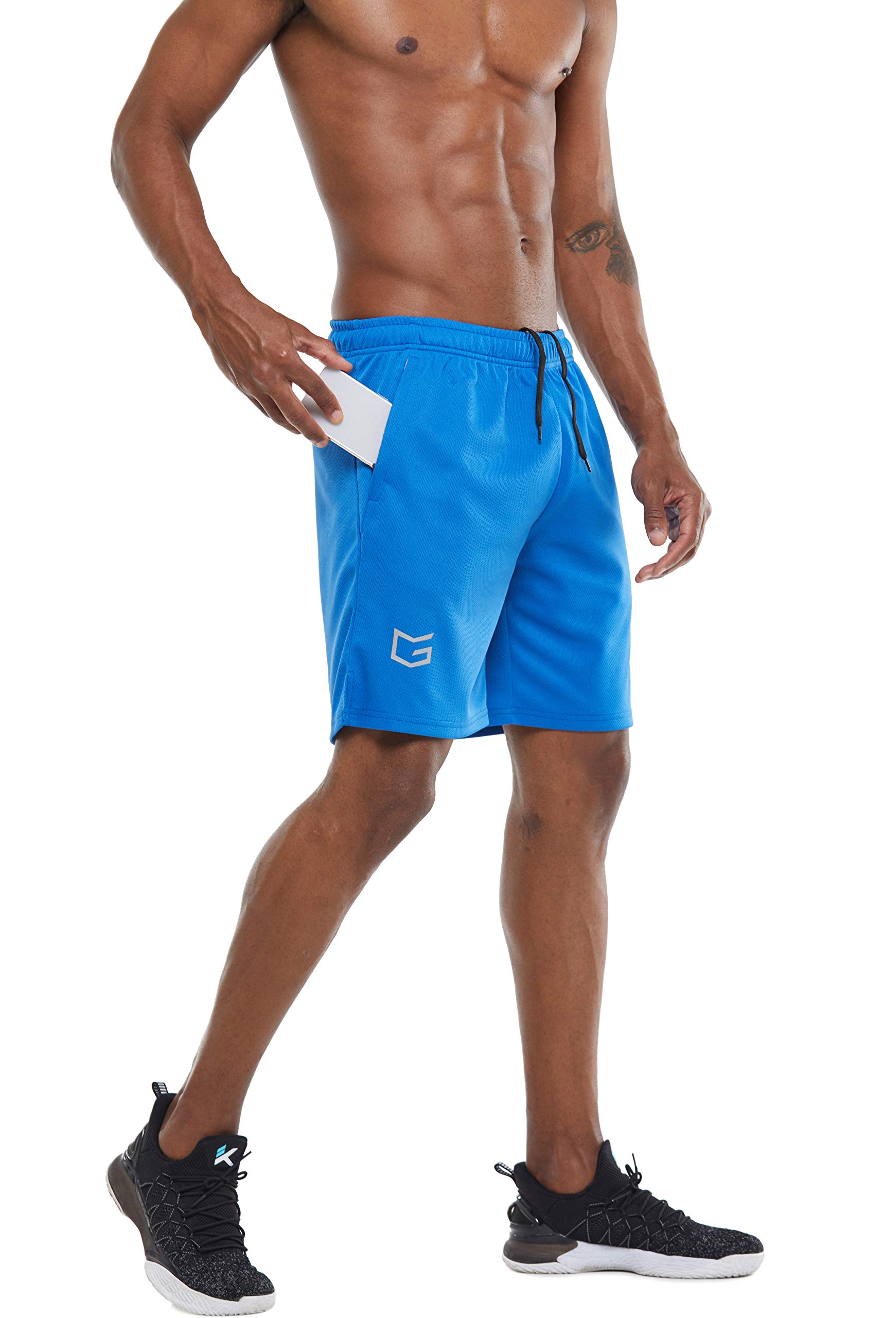 Men's Quick Dry Workout Running Shorts - Lightweight Gym Shorts with Zip Pockets for Jogging, Training & Outdoor Activities
