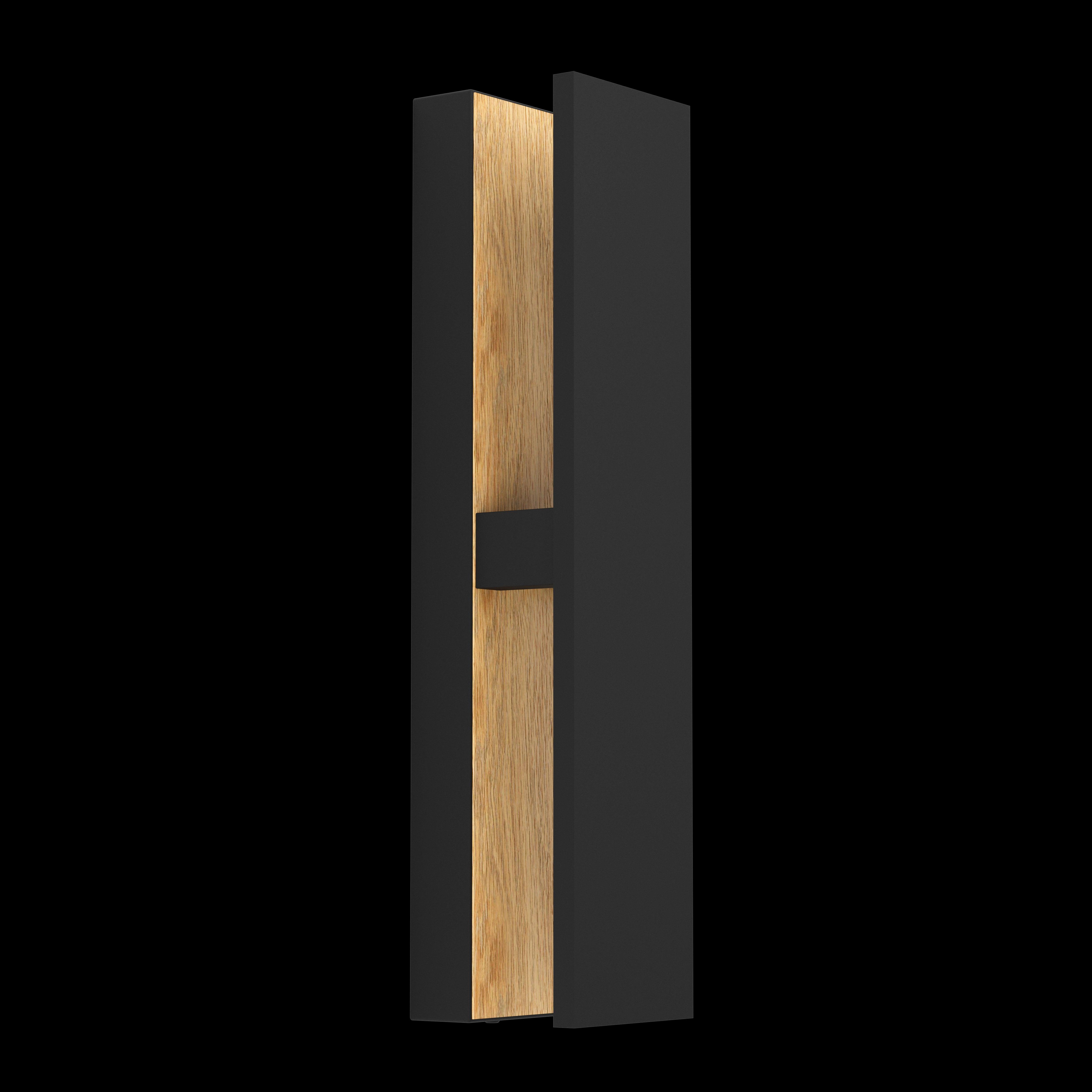 Eglo Costorio Black & Wooden LED Outdoor Wall Light - IP44 Waterproof - Modern Exterior Lighting for Patio, Garden, and Porch - Energy Efficient & Durable Design