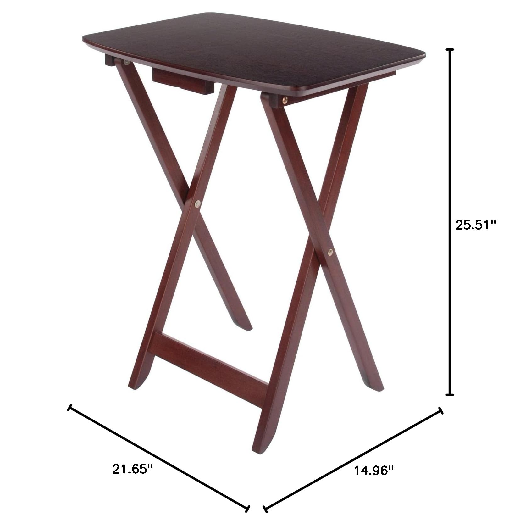 Winsome Darlene 2-Pack Foldable Snack Tables - 26 Inch Walnut Finish Side Tables for Living Room, Bedroom & Small Spaces - Perfect for Snacks, Drinks, Books & Laptop Use