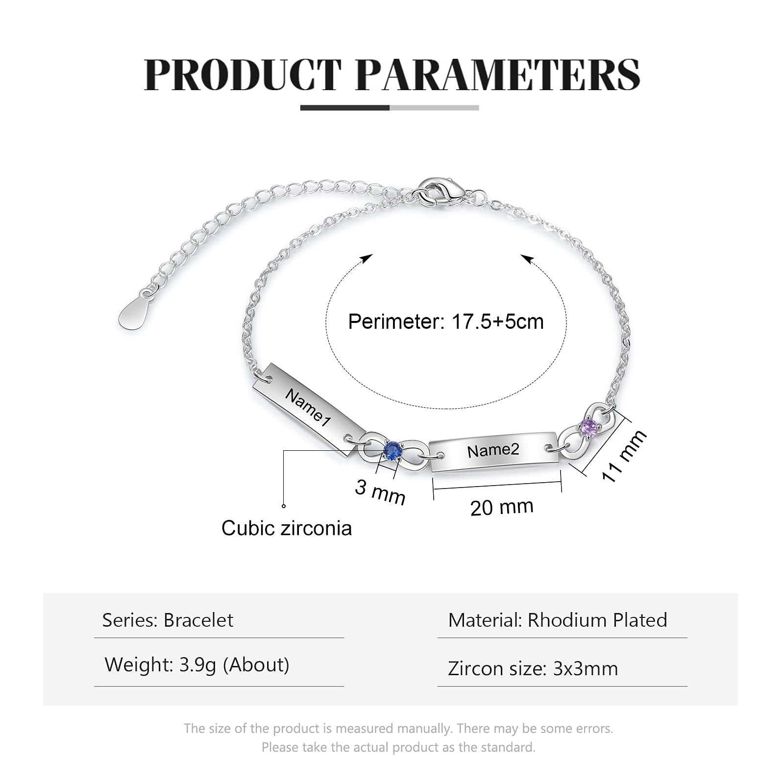 Personalized Birthstone Bracelets for Women - Custom Name Infinity Bangle with Adjustable Chain - Meaningful Gift for Mom, Grandma & Loved Ones (2 Names) - Perfect for Mother's Day, Anniversary & Special Occasions