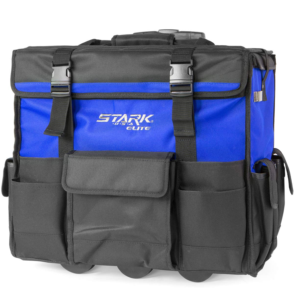 Stark USA 20-inch Heavy Duty Rolling Tool Bag with Telescoping Handle - Large Zippered Storage Organizer for Mechanics, Contractors & DIY Projects | Portable Tool Tote for Workshop, Job Site & Home Garage Use