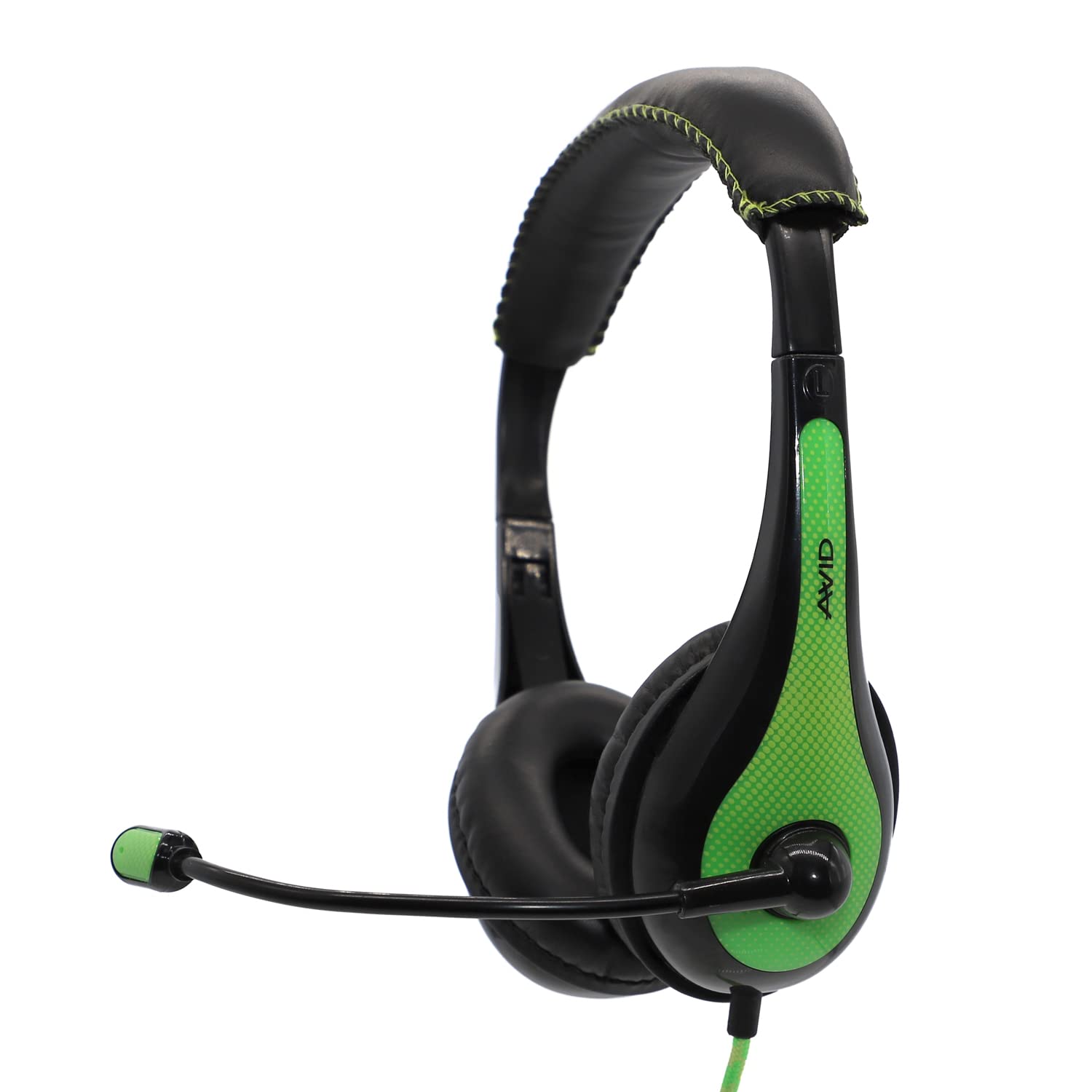 Avid AE-36 Professional Green On-Ear Stereo Headphones with Boom Mic - 10 Pack Bulk for Call Centers, Gaming, Online Classes & Remote Work