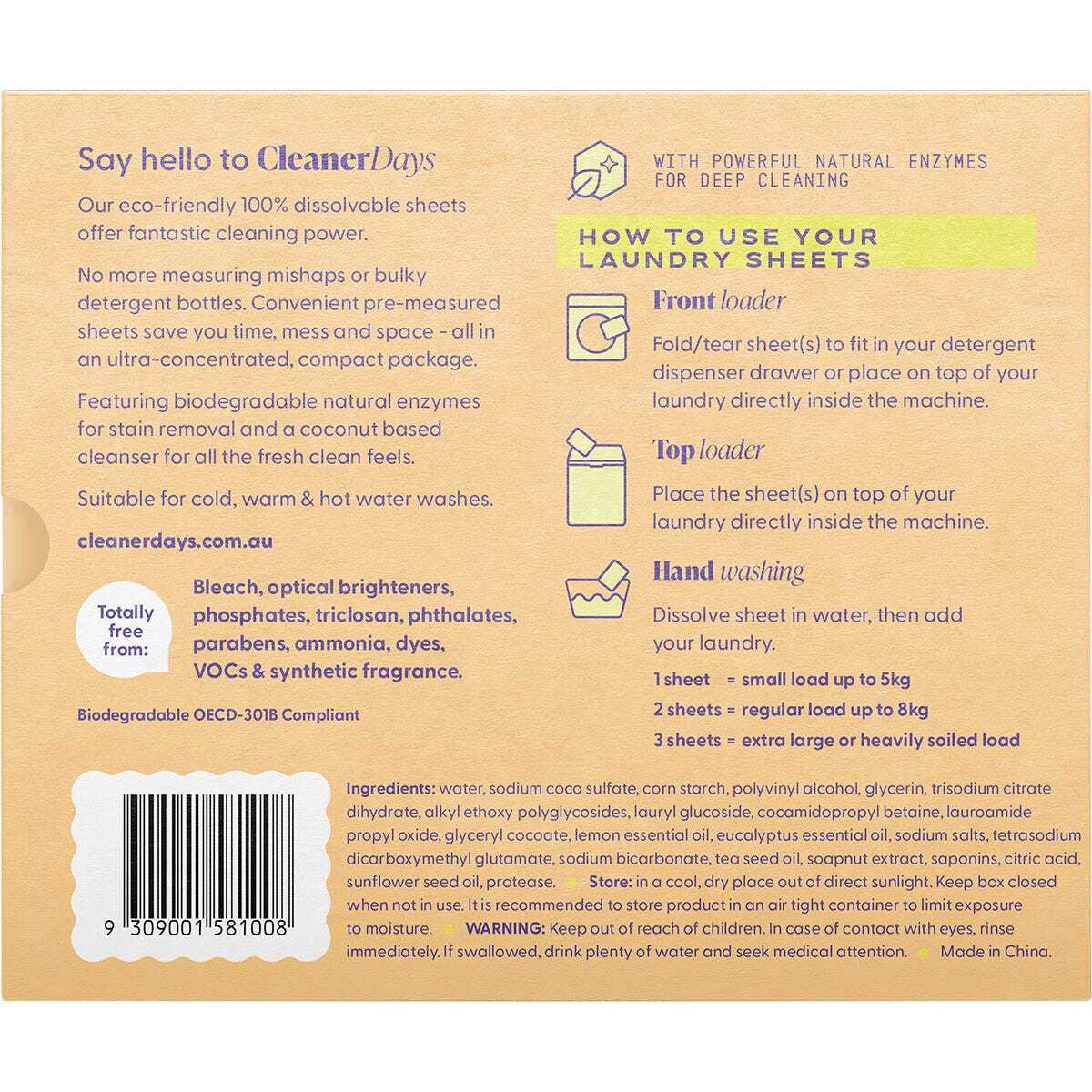 Eco-Friendly Laundry Detergent Sheets | Cleaner Days Biodegradable Wash Strips for Travel, Gym & Home Use | Fragrance-Free & Hypoallergenic