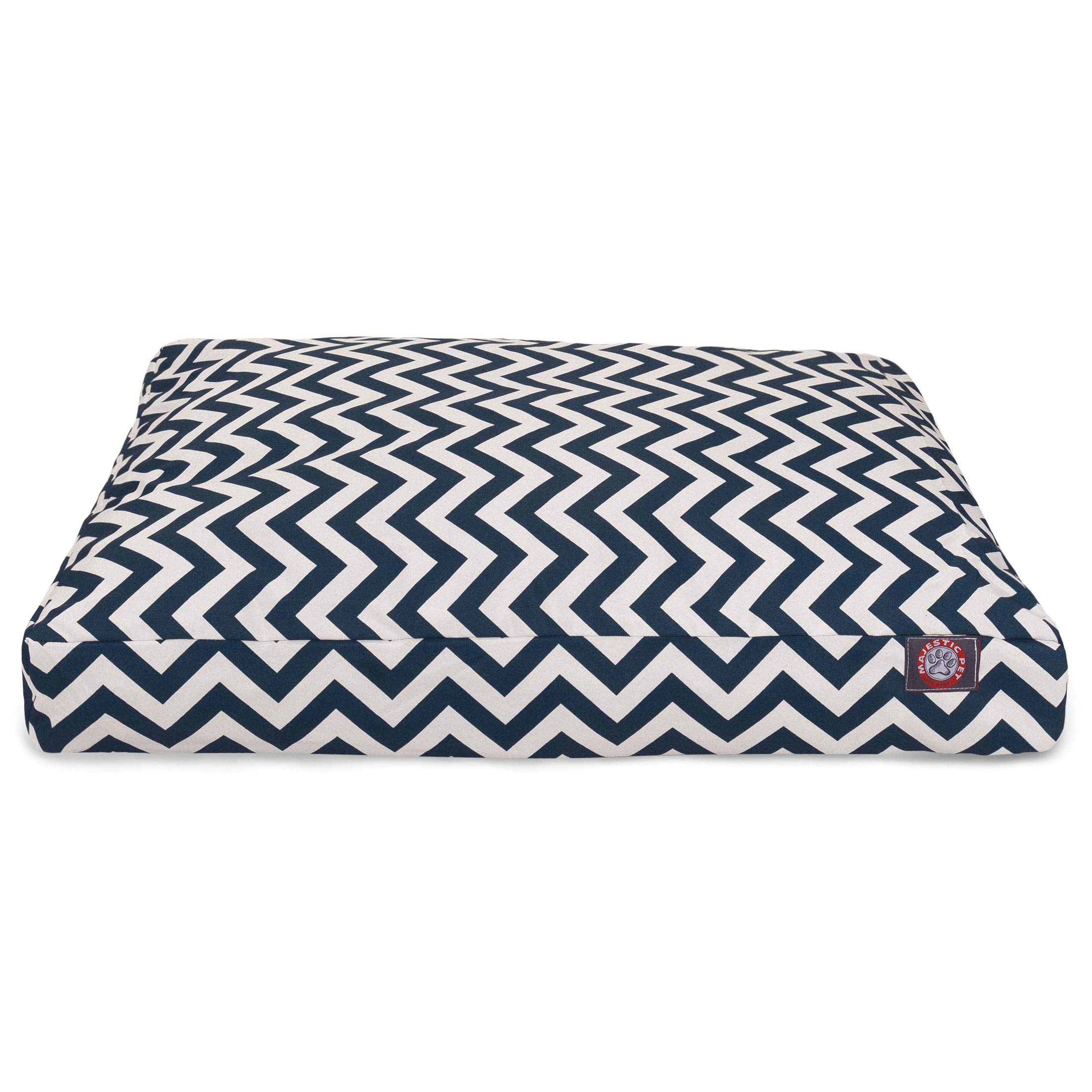 Majestic Pet Chevron Rectangle Washable Dog Bed – Non-Slip Comfortable Crate & Kennel Bed with Removable Cover – Large Navy Polyester Fiber Pet Bed for Sleeping, Lounging & Travel – Perfect for Dogs, Puppies & Pet Crates