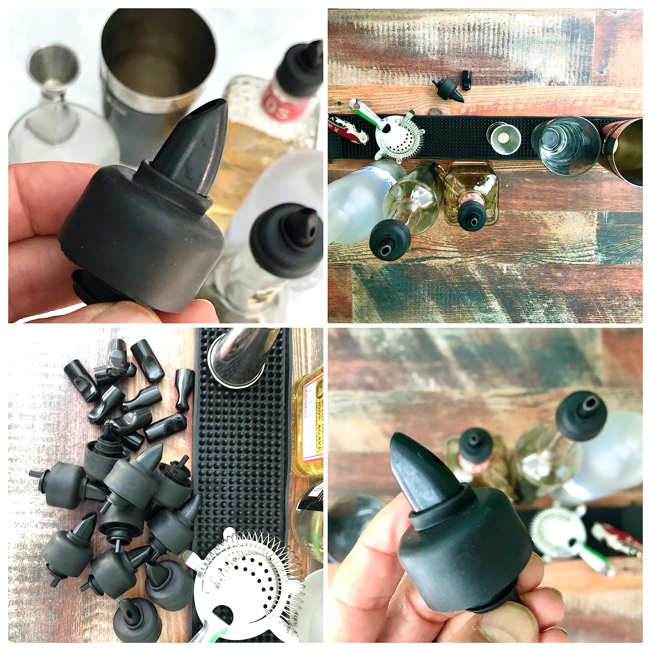 100 Pack Universal Liquor Pourers with Rubber Dust Caps - Premium Pour Spouts for Alcohol Bottles, Olive Oil, Syrup & Balsamic Vinegar - Perfect for Bars, Restaurants & Home Cocktail Making