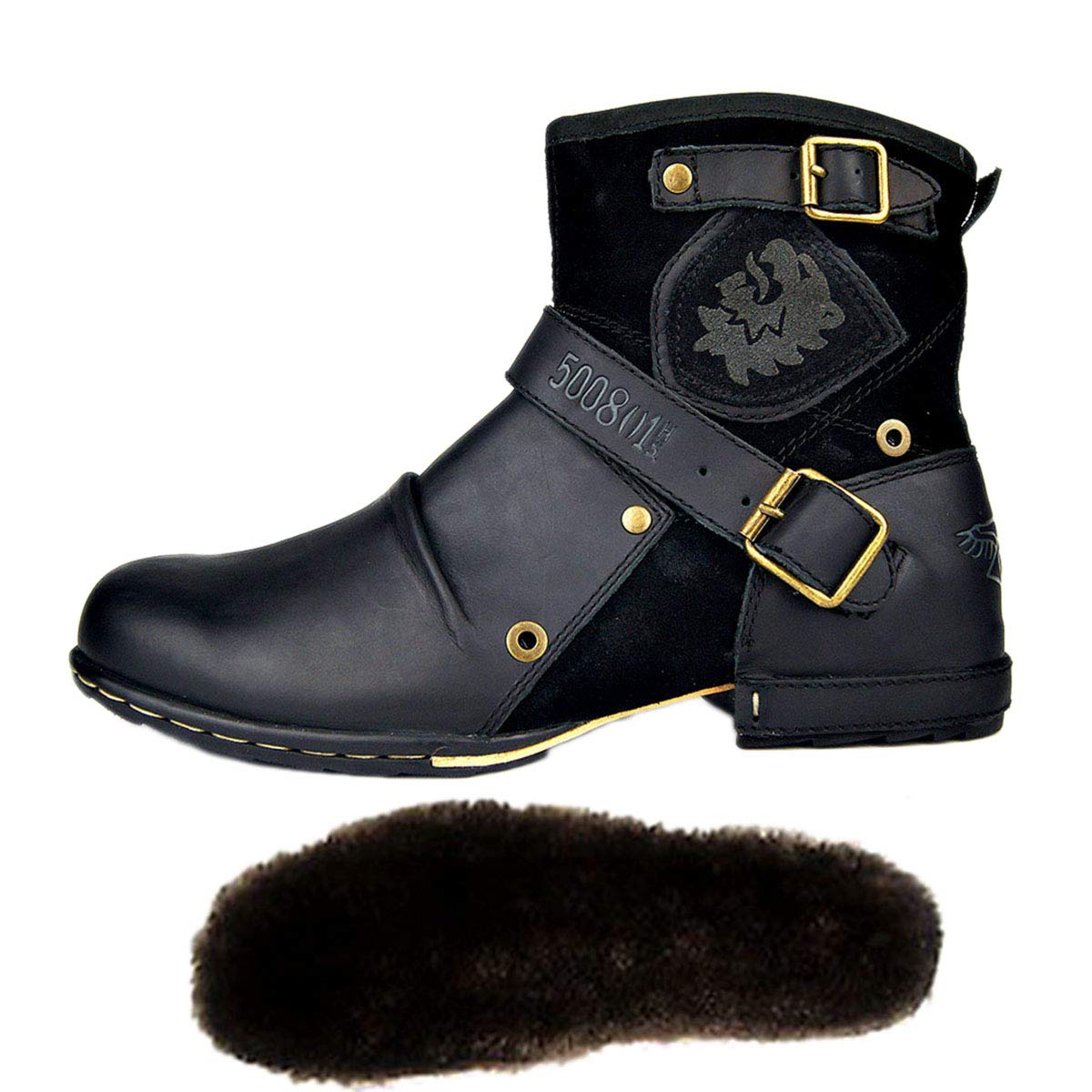 OSSTONE Men's Fashion Leather Chukka Boots with Zipper - Casual Motorcycle Shoes OS-5008-1-ABNH | Perfect for Riding, Daily Wear & Outdoor Activities