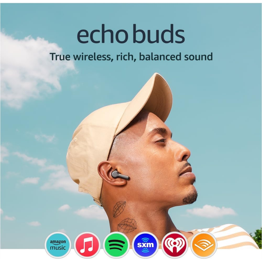 Amazon Echo Buds (2023 New Model) - Wireless Bluetooth Earbuds with Noise Cancellation, Alexa Built-in - Perfect for Workouts, Commuting & Hands-Free Calls