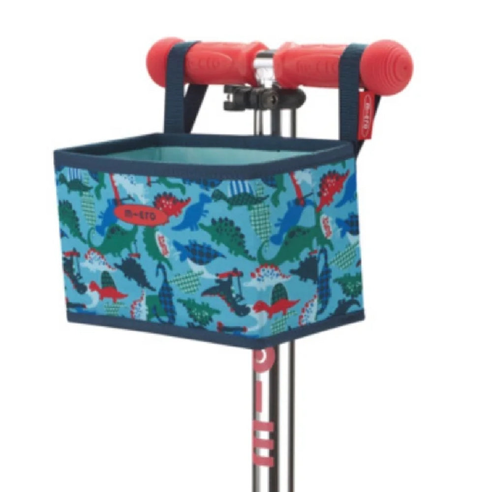 Foldable Micro Scooter with Patterned Handlebar and Basket - Perfect for Kids' Commute, School, and Park Rides