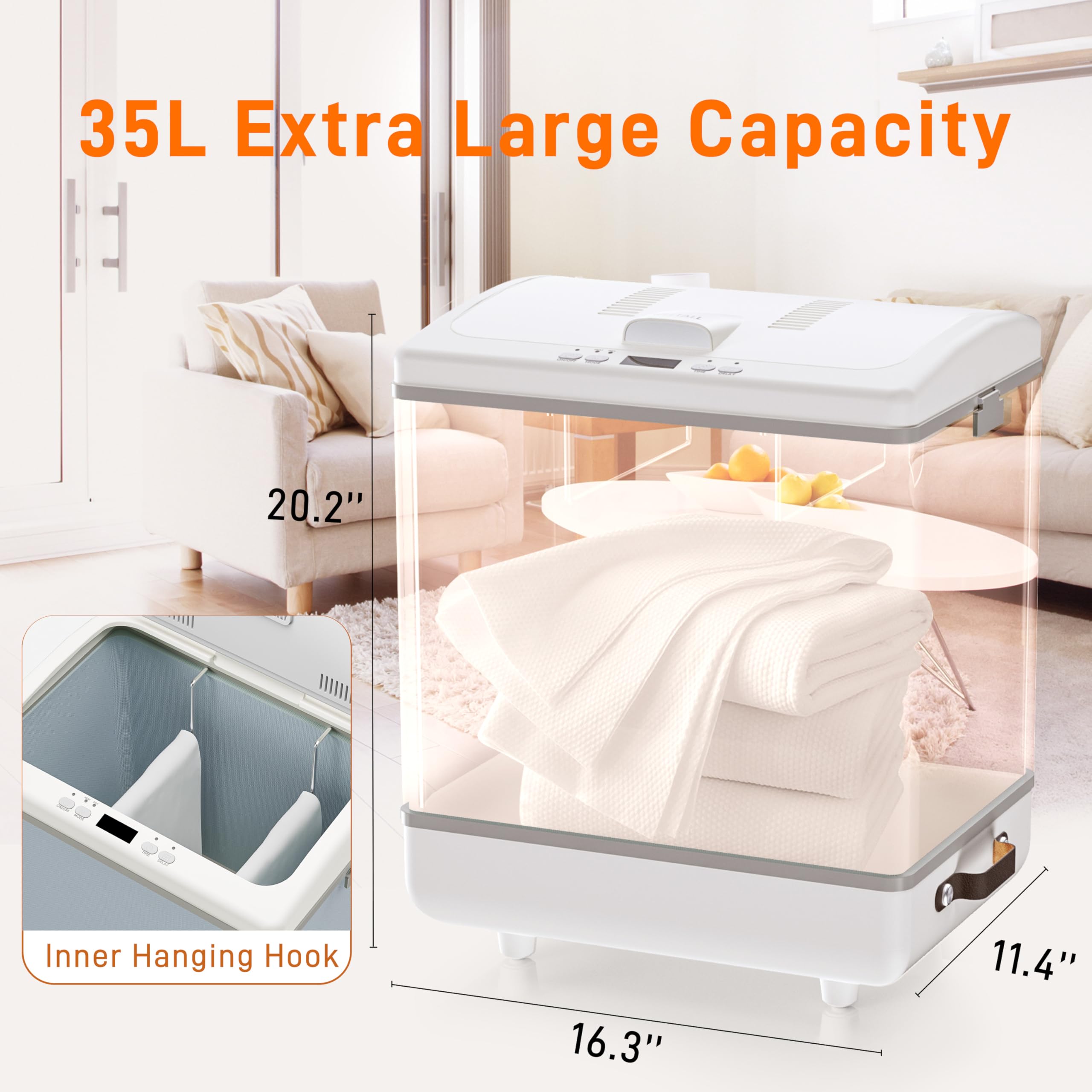 Premium 35L Electric Towel Warmer & Heated Bucket for Bathroom - Large Capacity Warmer for Towels, Blankets, Robes & Baby Clothes - Portable Home & Travel Dryer for Hotels, Spas, Gyms & Outdoor Use - Ideal for Families, Kids & Luxury Bath Experience
