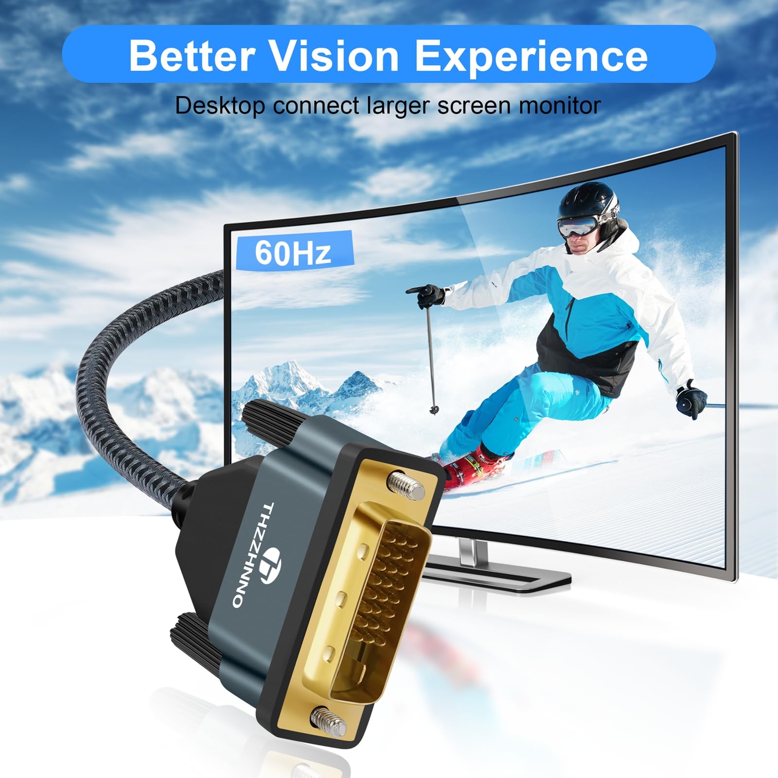 DisplayPort to DVI Cable 15FT - DP to DVI-D Male to Male Adapter - 1080P@60Hz Gold-Plated for Computer, Laptop, Monitor, Projector - Ideal for Home Office, Gaming Setup & Conference Room Presentations