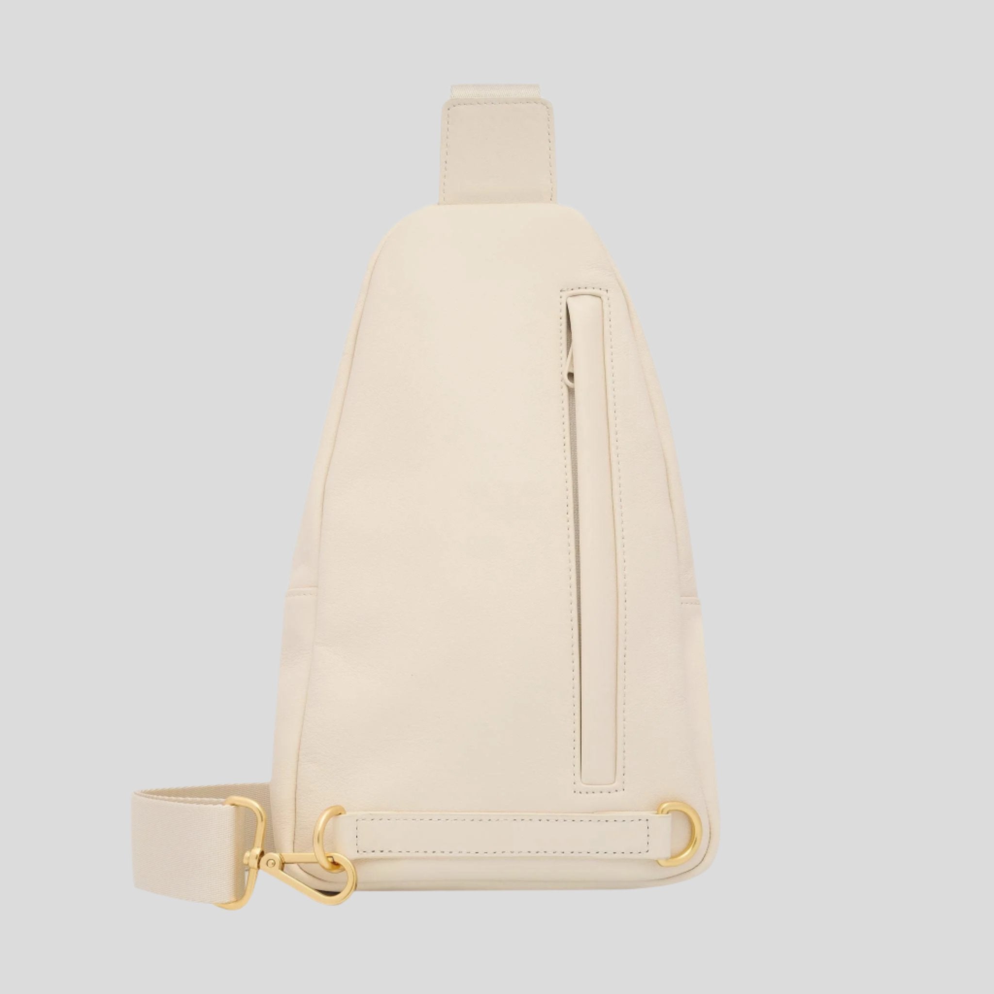 Stylish Multi-Wear Leather Crossbody Sling Bag with Bold Logo - Perfect for Travel, Shopping & Everyday Use (Cream)