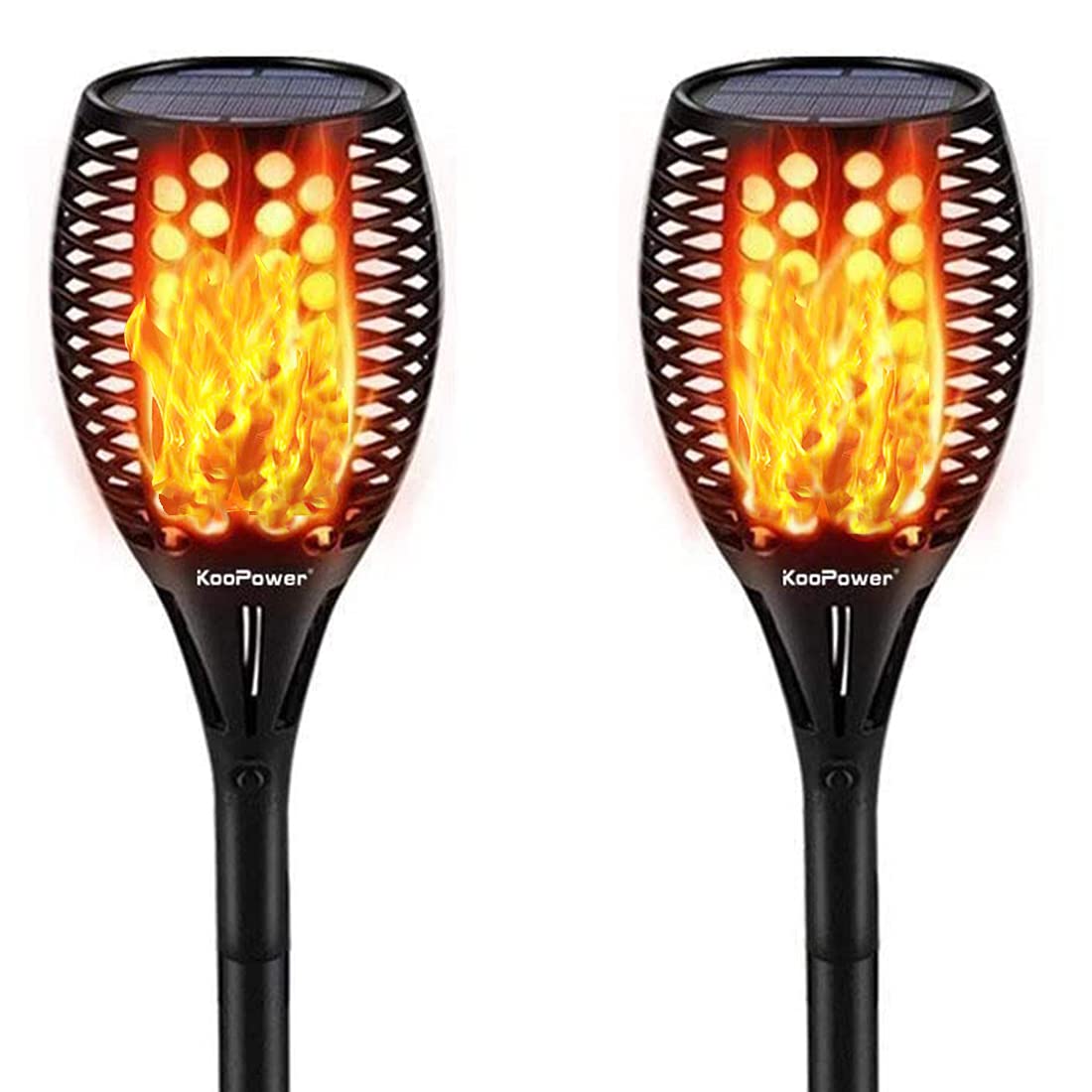 96 LED Solar Flame Torch Lights Outdoor Waterproof - 2 Pack Flickering Flame Solar Garden Lights for Pathway, Patio, Yard & Landscape Decoration | Perfect for Backyard Parties, Wedding Decor & Holiday Lighting