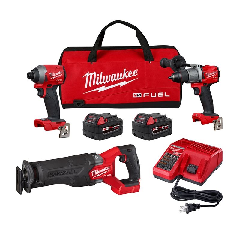 M18 FUEL 18V Lithium-Ion Brushless Cordless 3-Piece Combo Kit (2998-23) - Power Tools for DIY Projects, Home Renovation & Professional Construction Work
