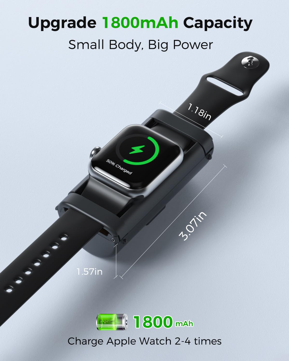 NEWQ Portable Magnetic Wireless Charger for Apple Watch - 1800mAh Rechargeable Power Bank | Compact Outdoor Charging Solution for iWatch Series (Camping, Hiking, Travel & Daily Use)