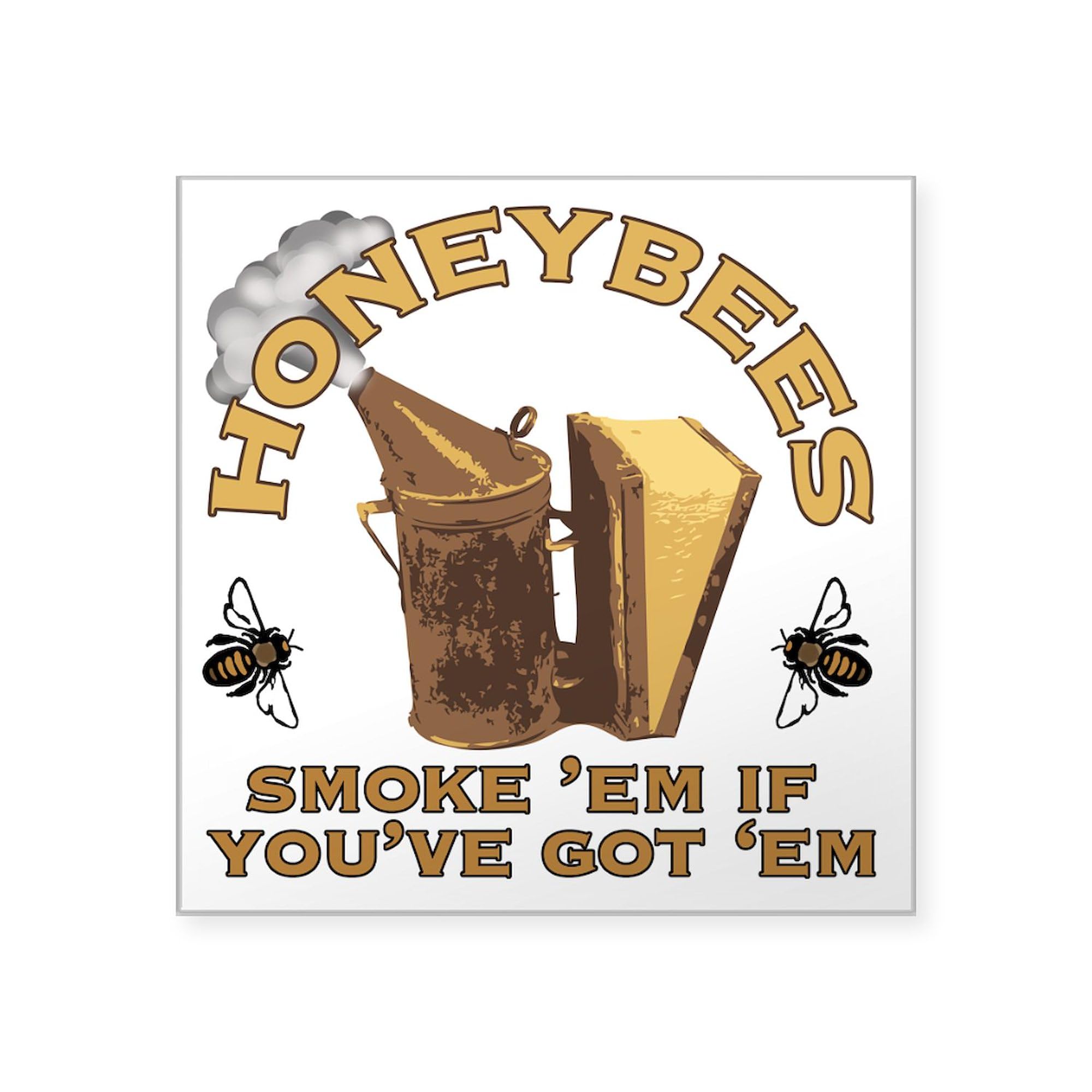 Honeybees Smoke Em Square Sticker 3x3 Inch - Durable Bumper Sticker & Car Decal - Perfect for Cars, Laptops, Water Bottles & DIY Crafts