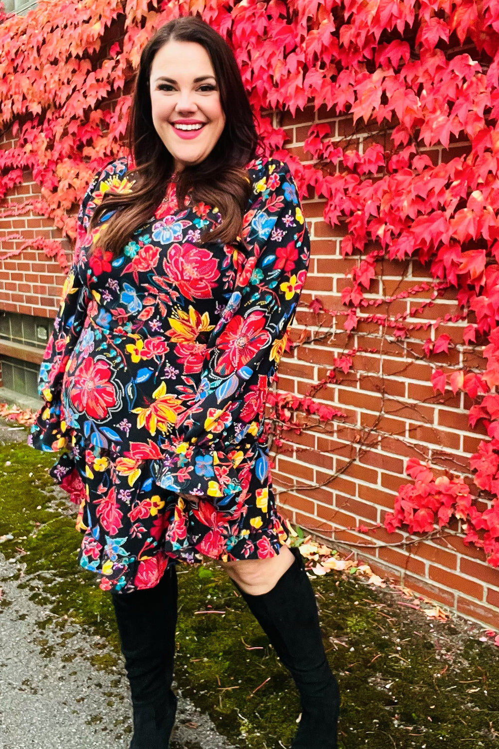 Elegant Black Floral Sequin Print Ruffle Sleeve Mock Neck Dress for Women - Perfect for Cocktail Parties, Date Nights & Special Occasions