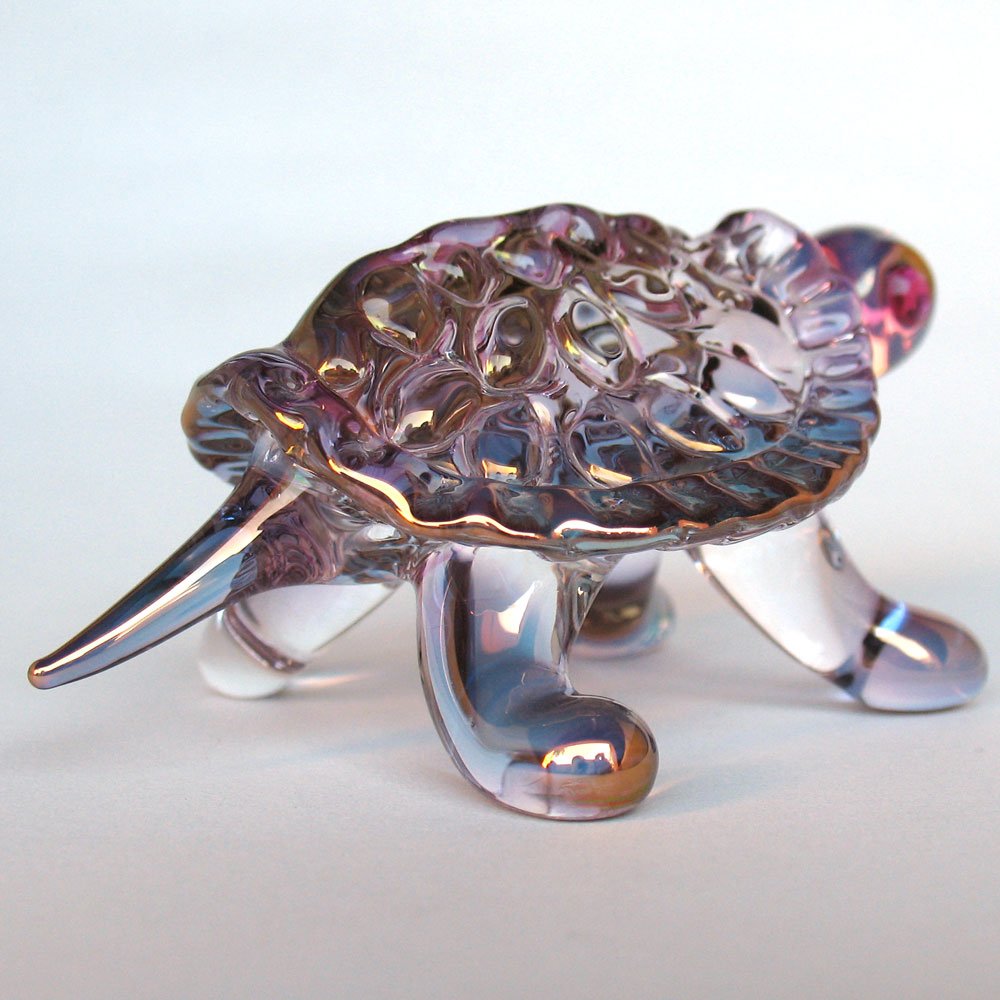 Hand Blown Glass Turtle Tortoise Figurine - Unique Handmade Glass Art Sculpture for Home Decor, Gift & Collection | Perfect for Living Room, Office Desk, Bookshelf Display