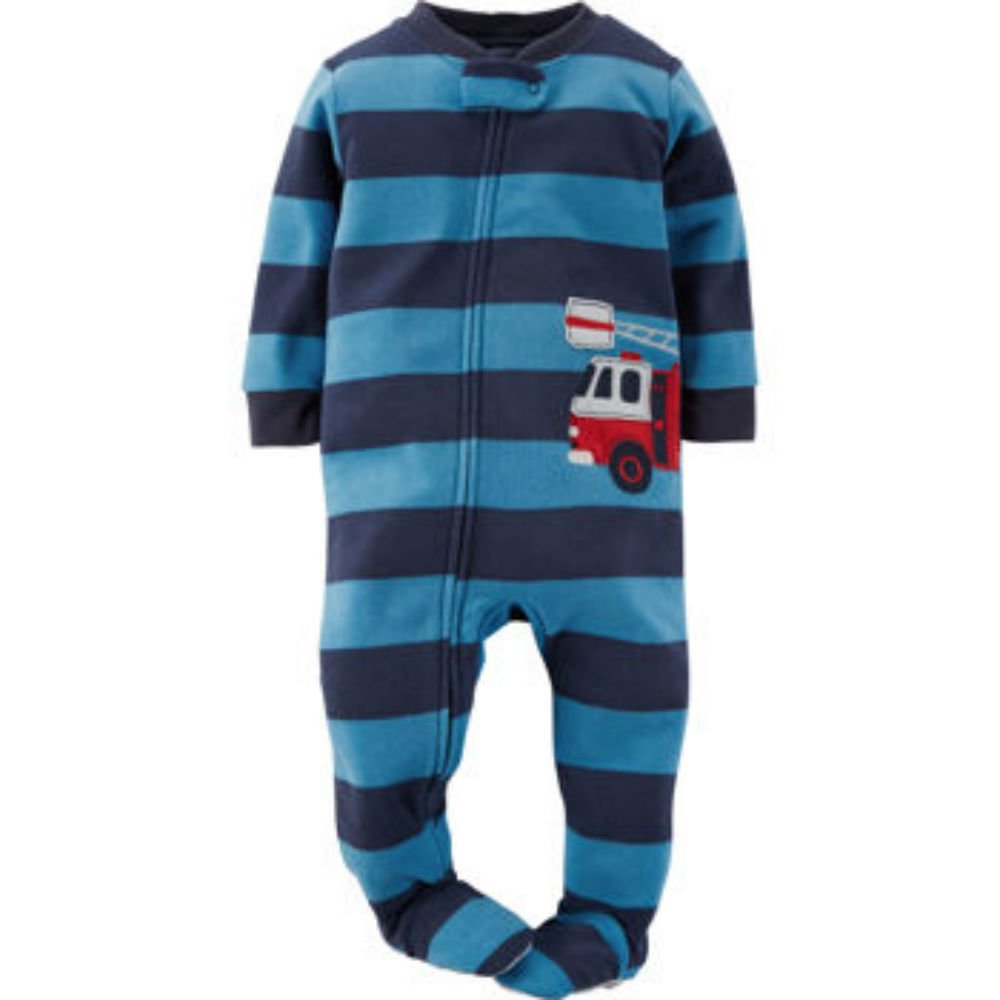 Carters Boys' Firetruck Print Fleece Blanket Sleeper Pajamas - 18 Months - Soft & Warm Baby Sleepwear for Winter Nights