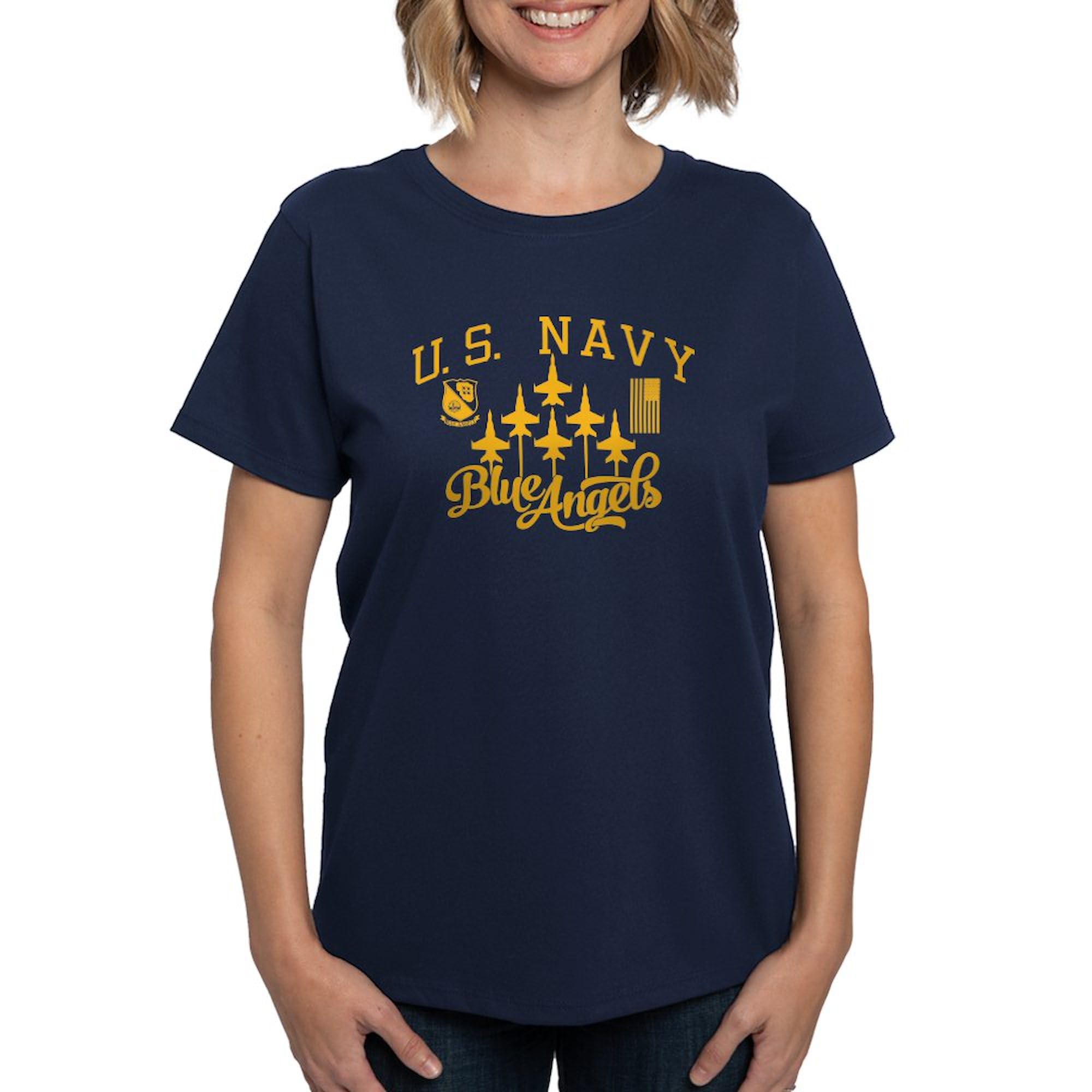 U.S. Navy Blue Angels Squad Women's Classic Cotton T-Shirt - Dark Blue Casual Tee for Military Supporters & Aviation Enthusiasts | Perfect for Everyday Wear, Patriotic Events & Gift Giving