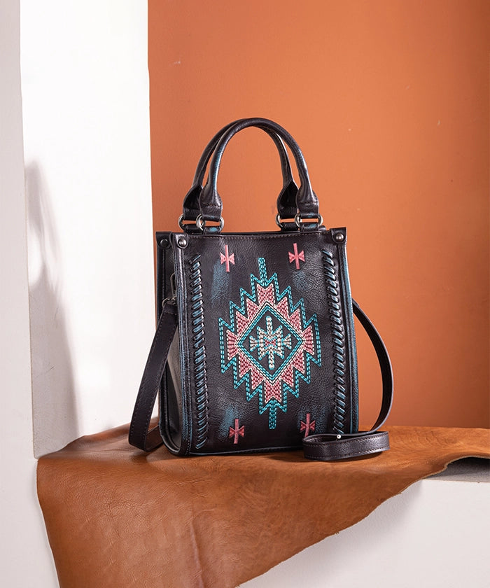 Montana West Aztec Embroidered Mini Crossbody Purse for Women - Stylish Boho Handbag with Adjustable Strap, Perfect for Travel, Shopping & Daily Use