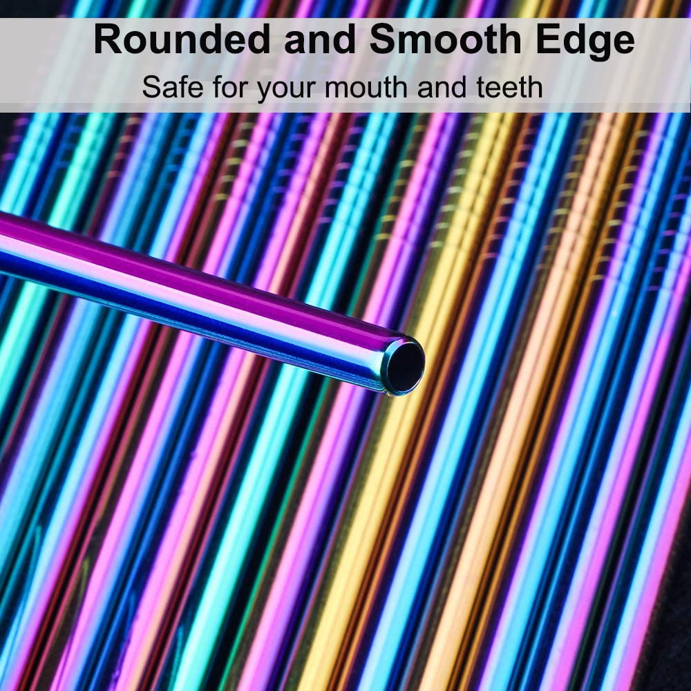 Vinaco Reusable Stainless Steel Smoothie & Milkshake Straws - 6 Pack Extra Wide 0.5