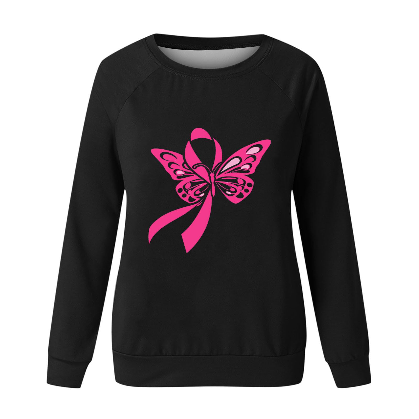 Women's Breast Cancer Awareness Sweatshirt - October Pink Ribbon Graphic Pullover Top - Funny Cute Shirt for Support & Fundraising Events