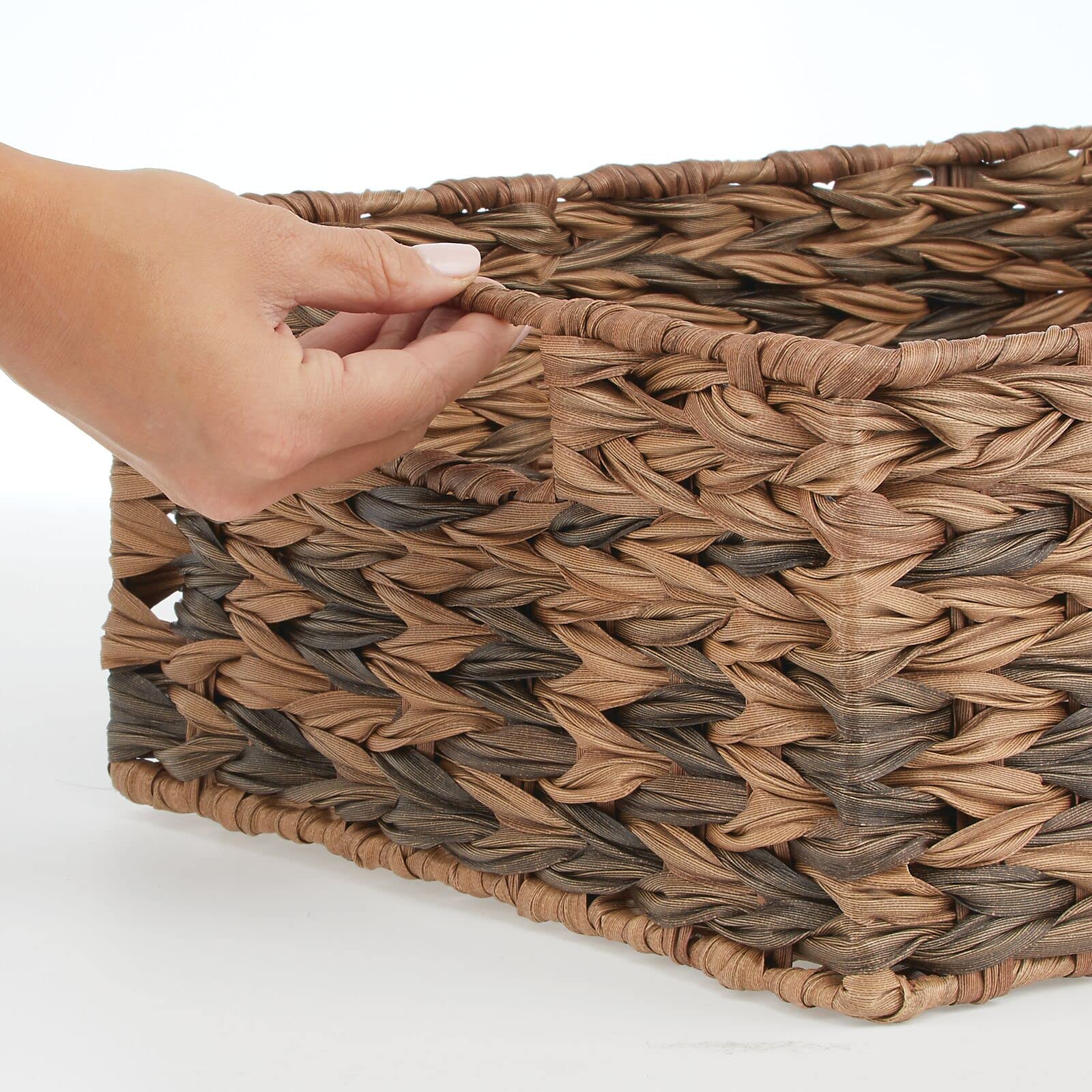 mDesign 3-Pack Ombre Storage Baskets for Bathroom, Bedroom & Wardrobe Organization - Clothes, Shoes & Accessories Organizer - Perfect for Shelves, Closets & Laundry Rooms