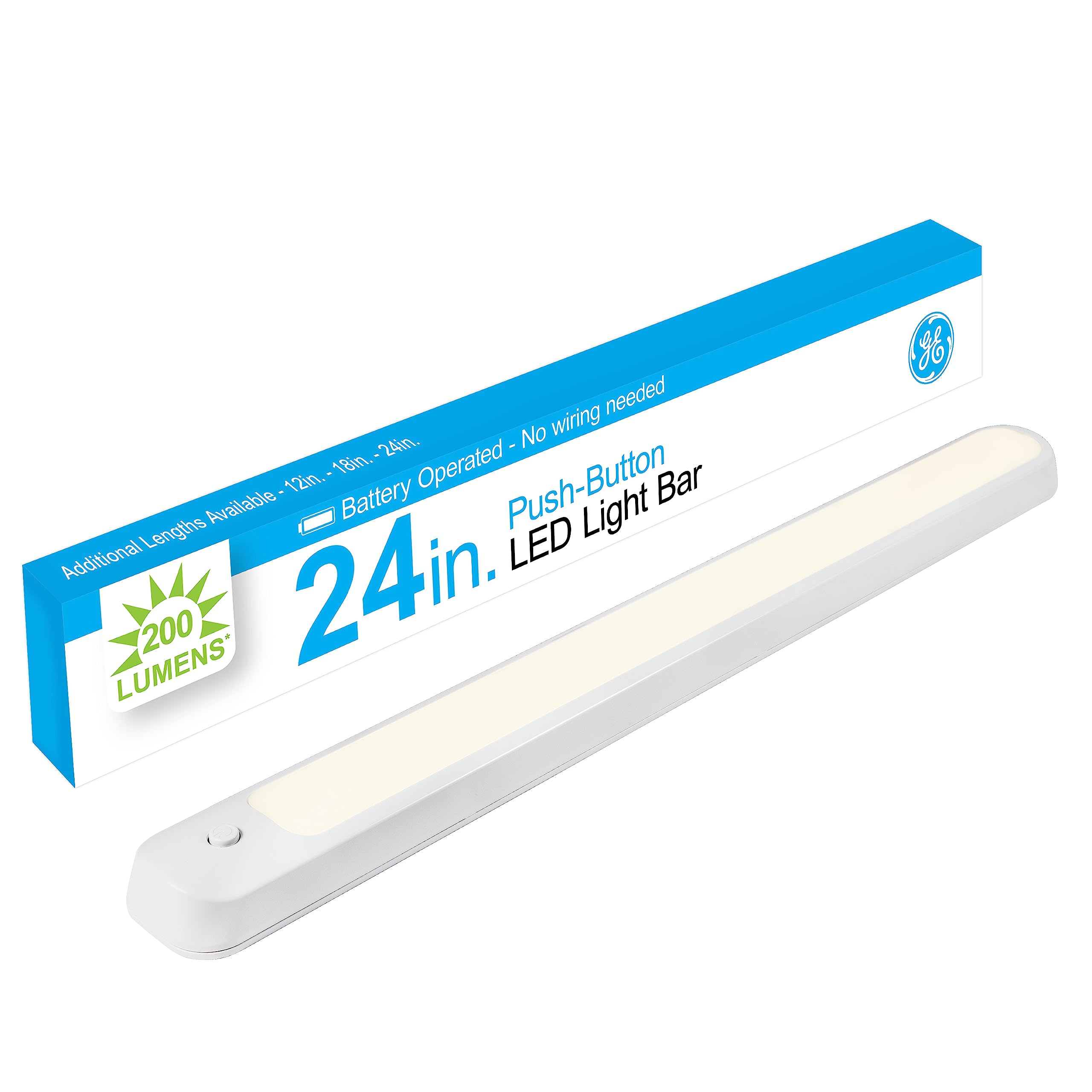 GE 24 Inch Under Cabinet LED Light - Wireless Battery Operated Tap Light (200 Lumens, Bright White) - Perfect for Kitchen, Closet, Pantry, Garage & Night Light Use - Model 58158-T1