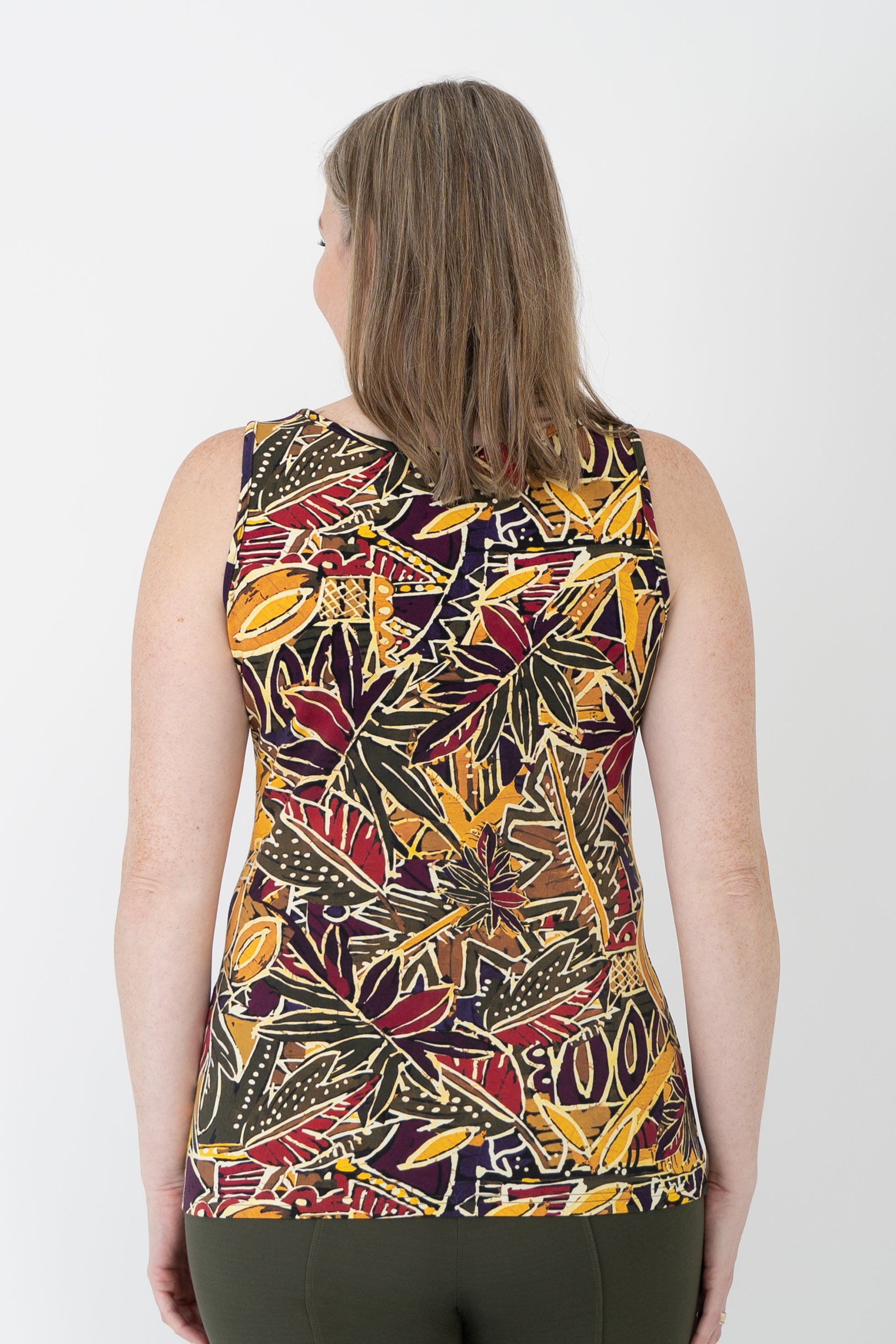 Avalon Bamboo Tank Top - Women's Tropical Print Casual Sleeveless Shirt for Summer Beach Vacation & Outdoor Activities