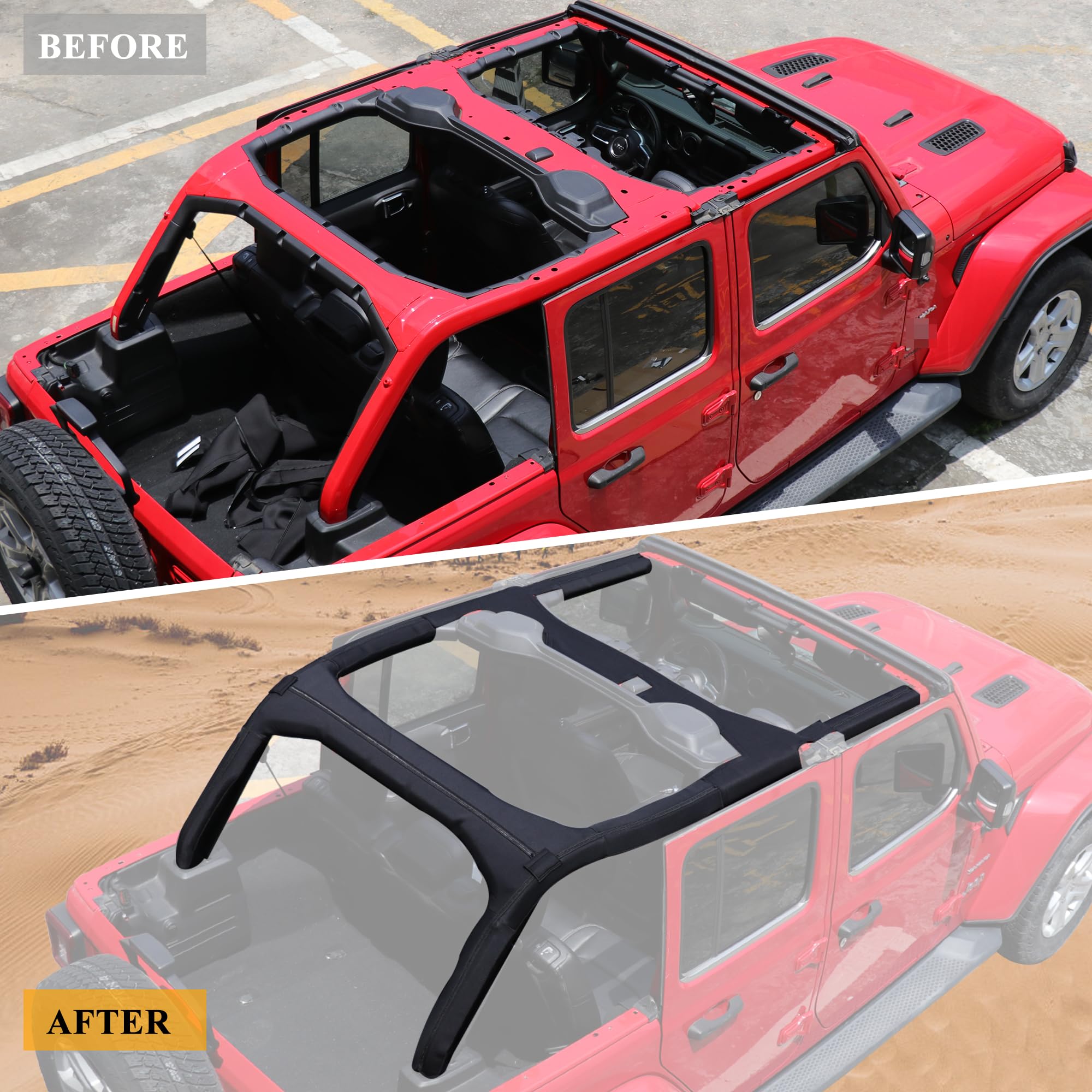 Jeep Wrangler JL Roll Bar Covers 4PCS (2018-2023 4 Door) - Scratch Protection for Roll Cage & Interior, Durable Accessories for Off-Road & Daily Driving