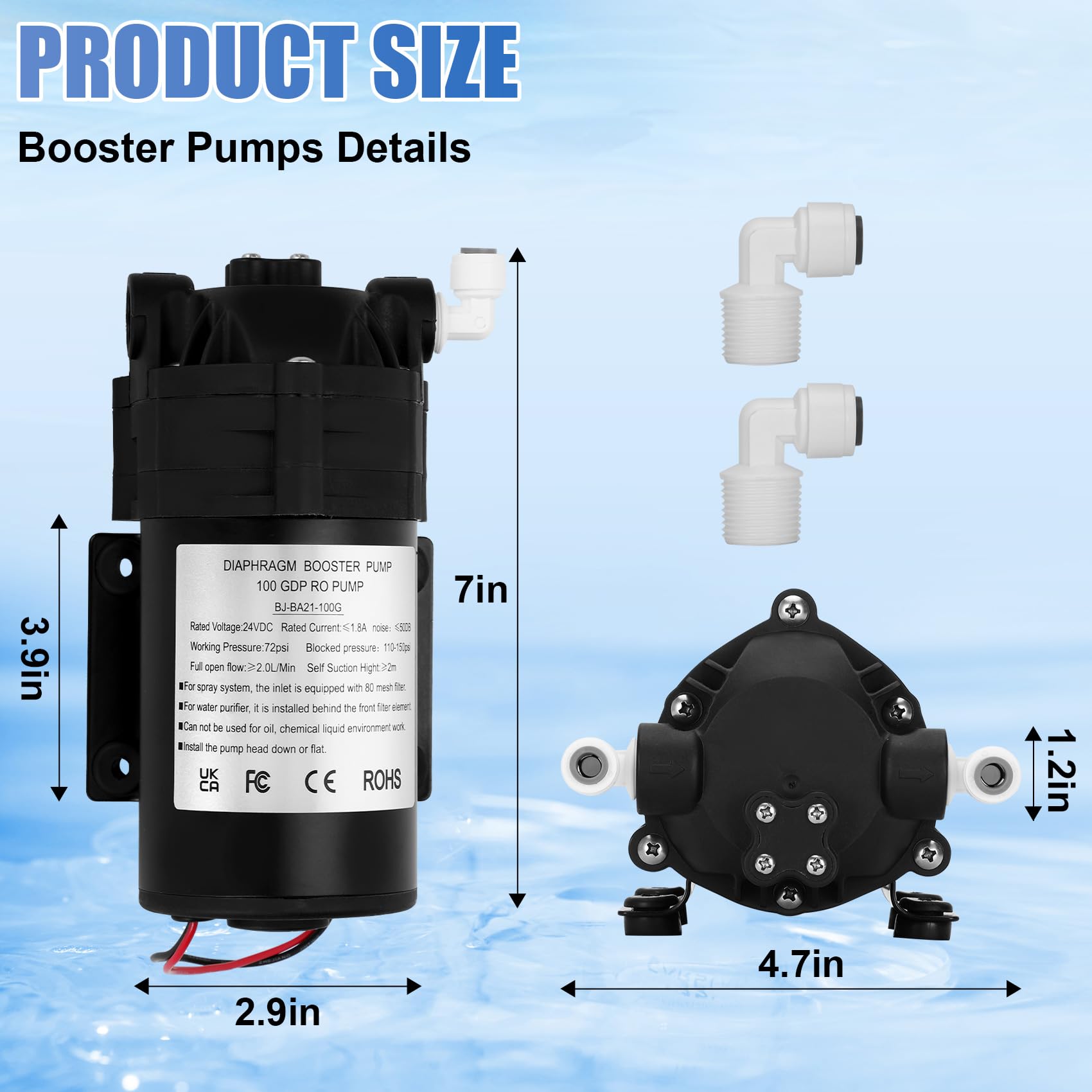 2025 Upgraded Betollo 6800 Booster Pump Kit for RO Water Filtration System - 100 GPD High Pressure Pump with Voltage Switch | Perfect for Home Reverse Osmosis, Aquariums & Hydroponics