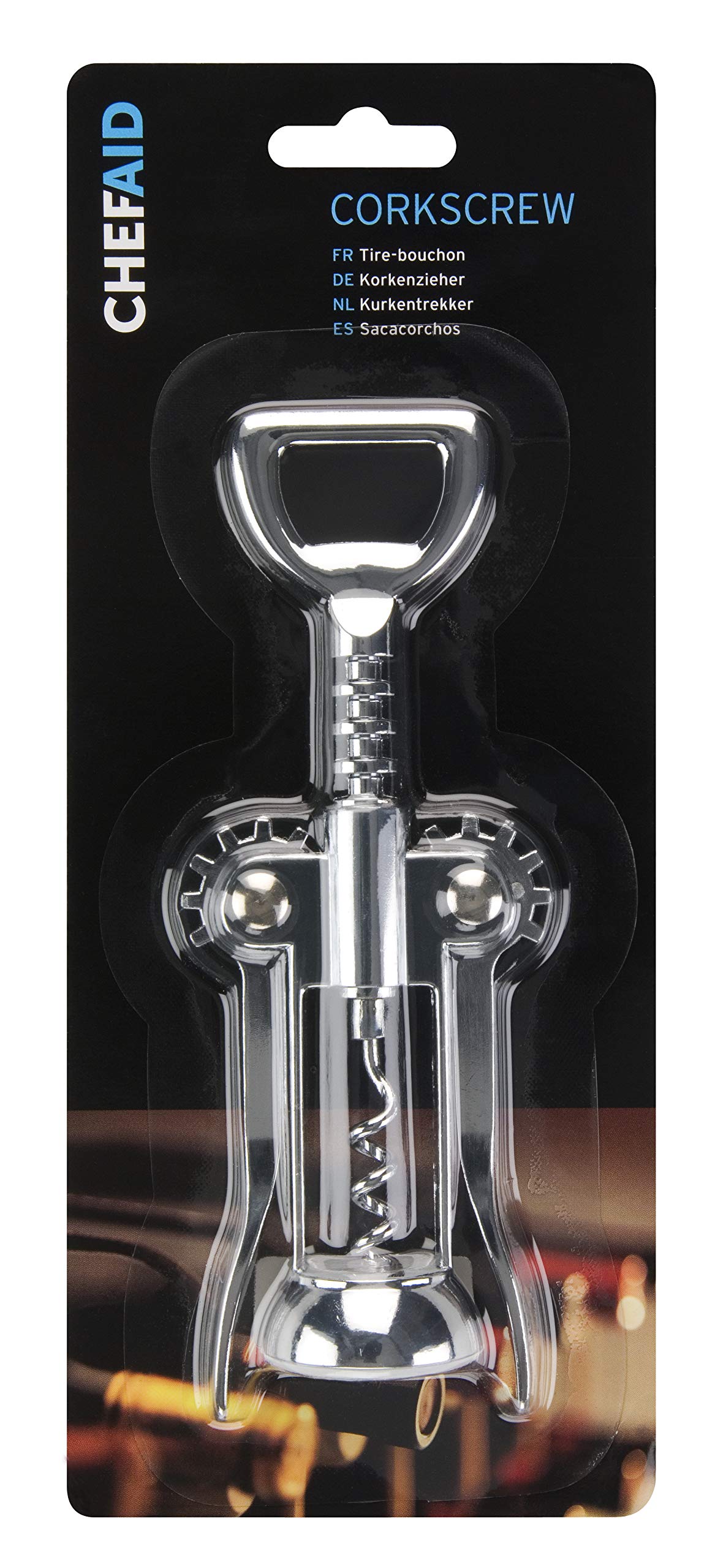 Premium Chrome Plated Wing Corkscrew with Lever Arm - Professional Wine & Beer Bottle Opener - Ideal for Restaurants, Bars, Home Entertaining & Gifts
