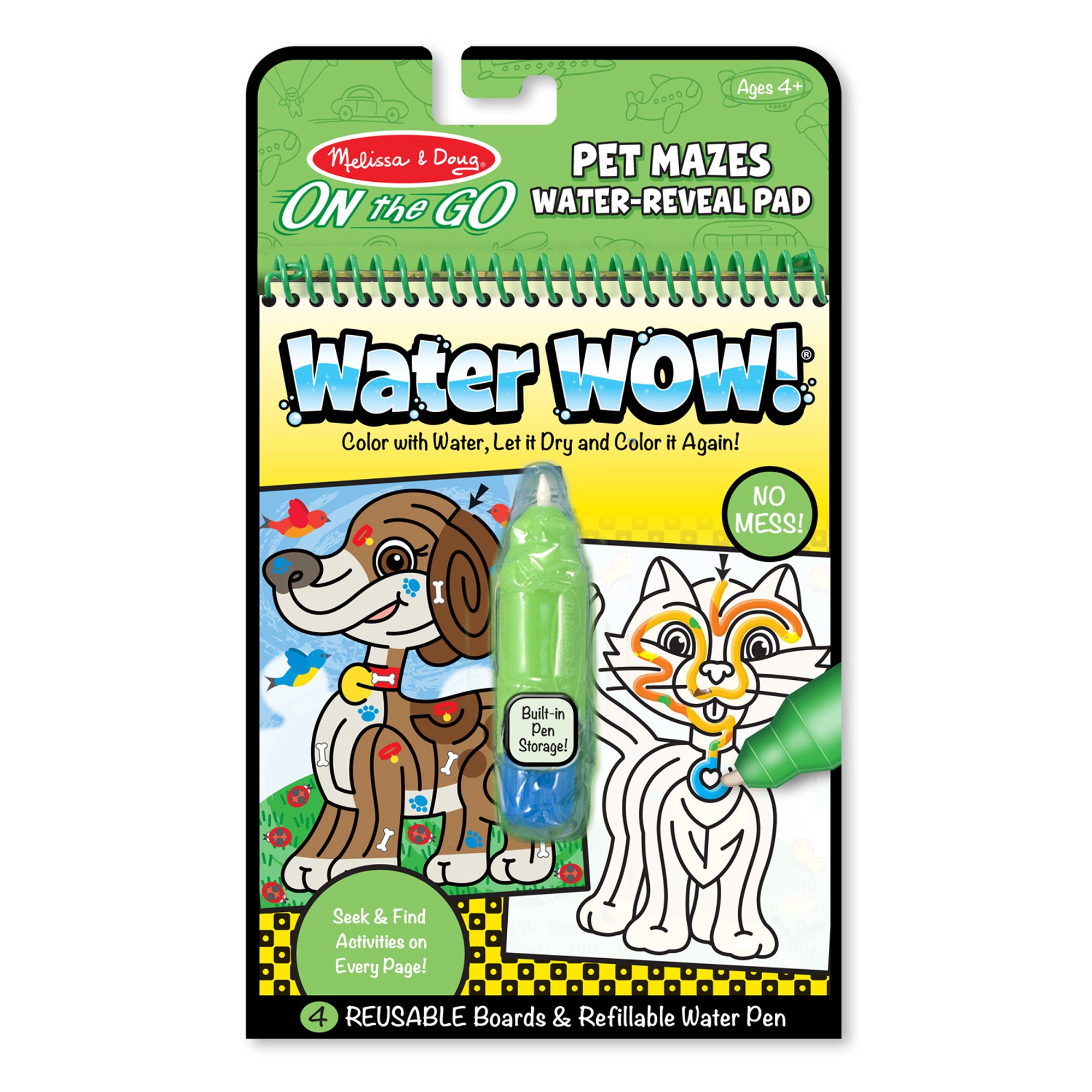 MND9484 Water Wow On The Go Pet Activity Book - Reusable Water Reveal Coloring Pad for Kids, Travel-Friendly & Mess-Free - Perfect for Car Rides, Airplane Travel & Quiet Playtime