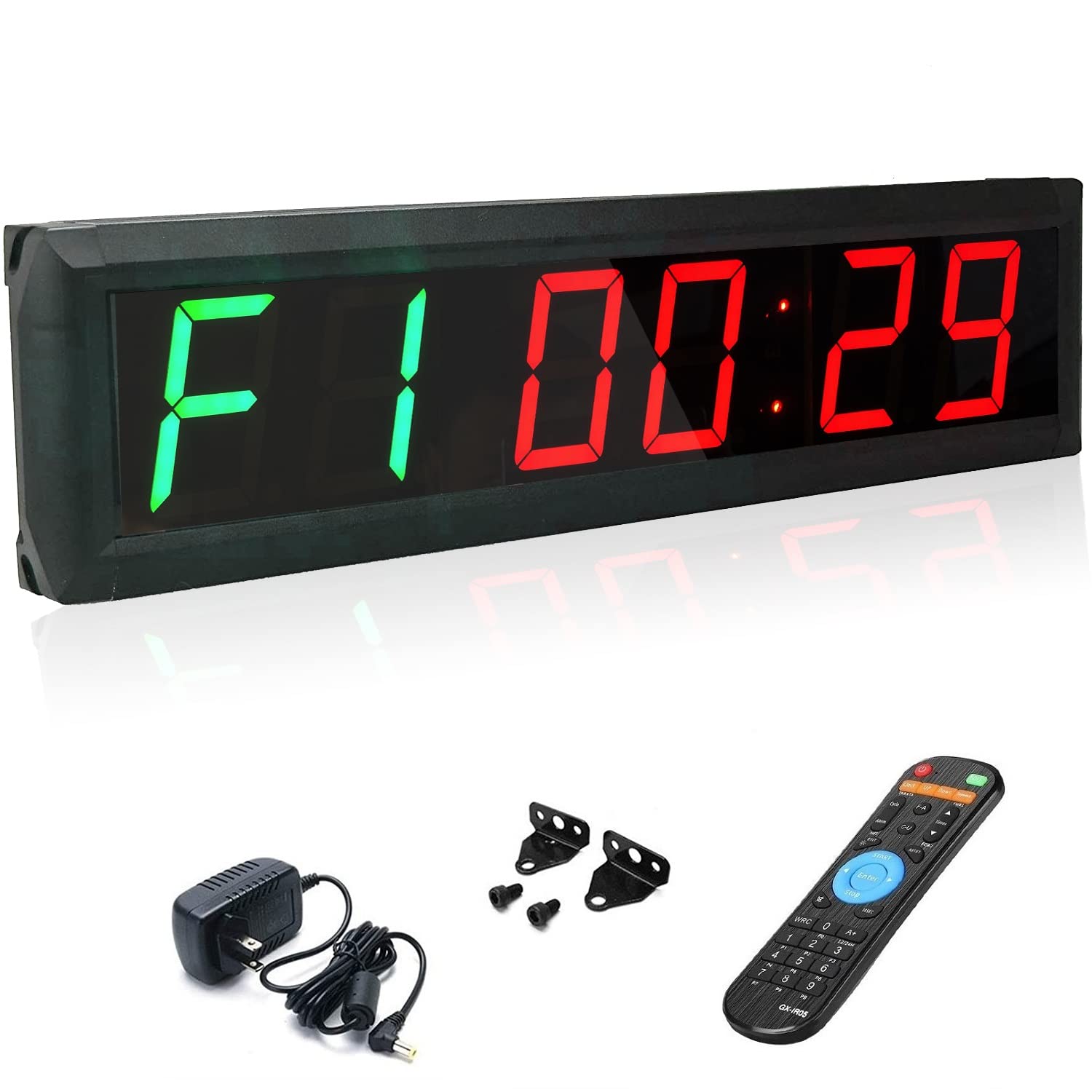 2.3 Inch Green and Red Workout Timer Wall Clock - Interval Timer, Countdown/Up Stopwatch with Remote for Gym, Home, and CrossFit Training