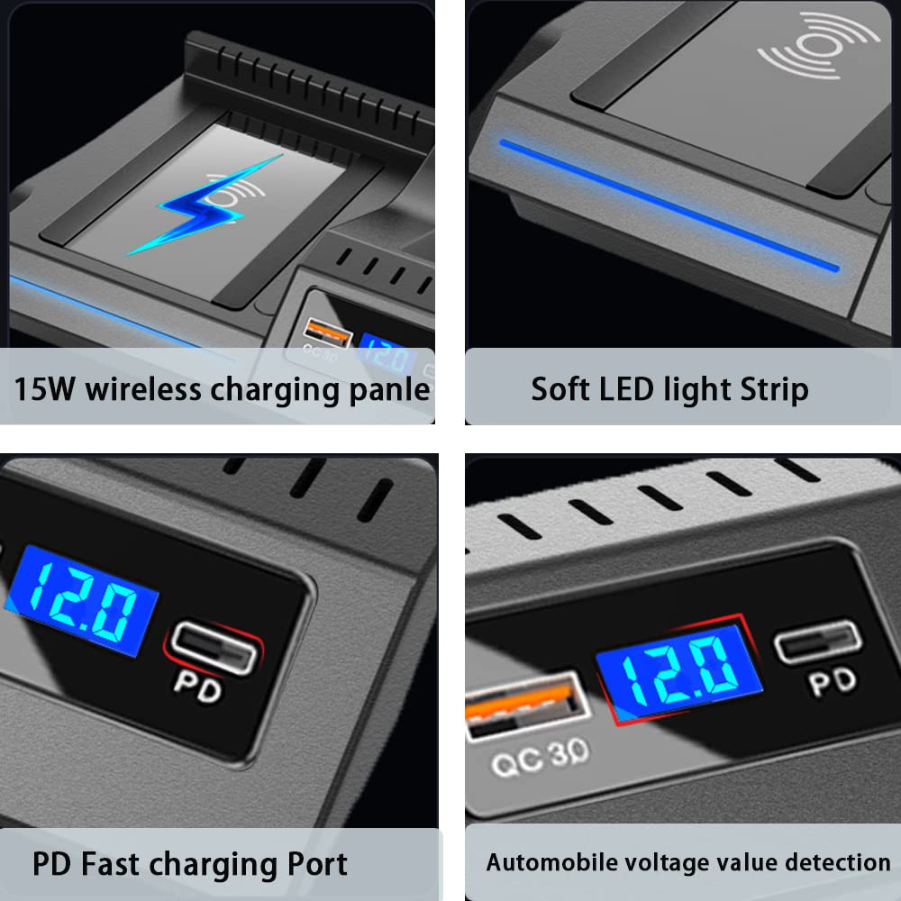 15W Fast Wireless Car Charger for Audi Q5/SQ5 (2018-2023) with QC3.0 Charging Port - Qi-Certified Phone Charging Mount for iPhone, Samsung & Multiple Devices - Perfect for Road Trips & Daily Commutes
