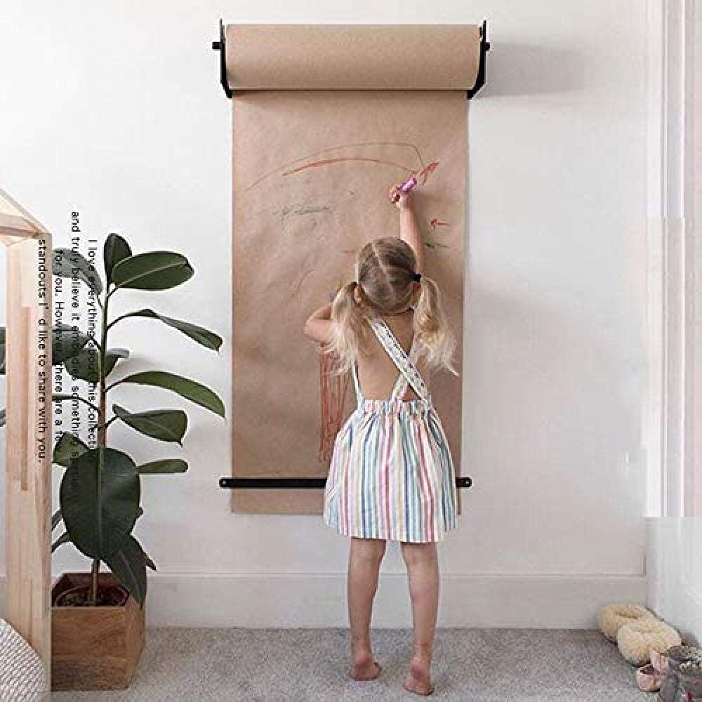 XBSXP Oversized Wall-Mounted Paper Roll Dispenser with Kraft Paper & Retainer - 60cm Wide for Office Supplies, Kids Room Decor, Creative Poster Making & DIY Projects