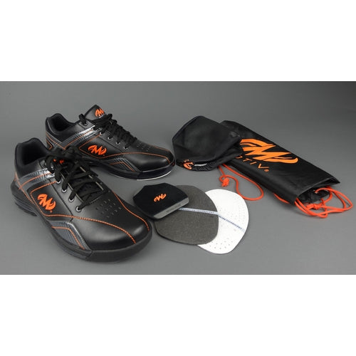 Motiv Men's Propel Black Carbon Orange Left Hand Bowling Shoes - Comfortable & Durable for League Play & Tournament Bowling