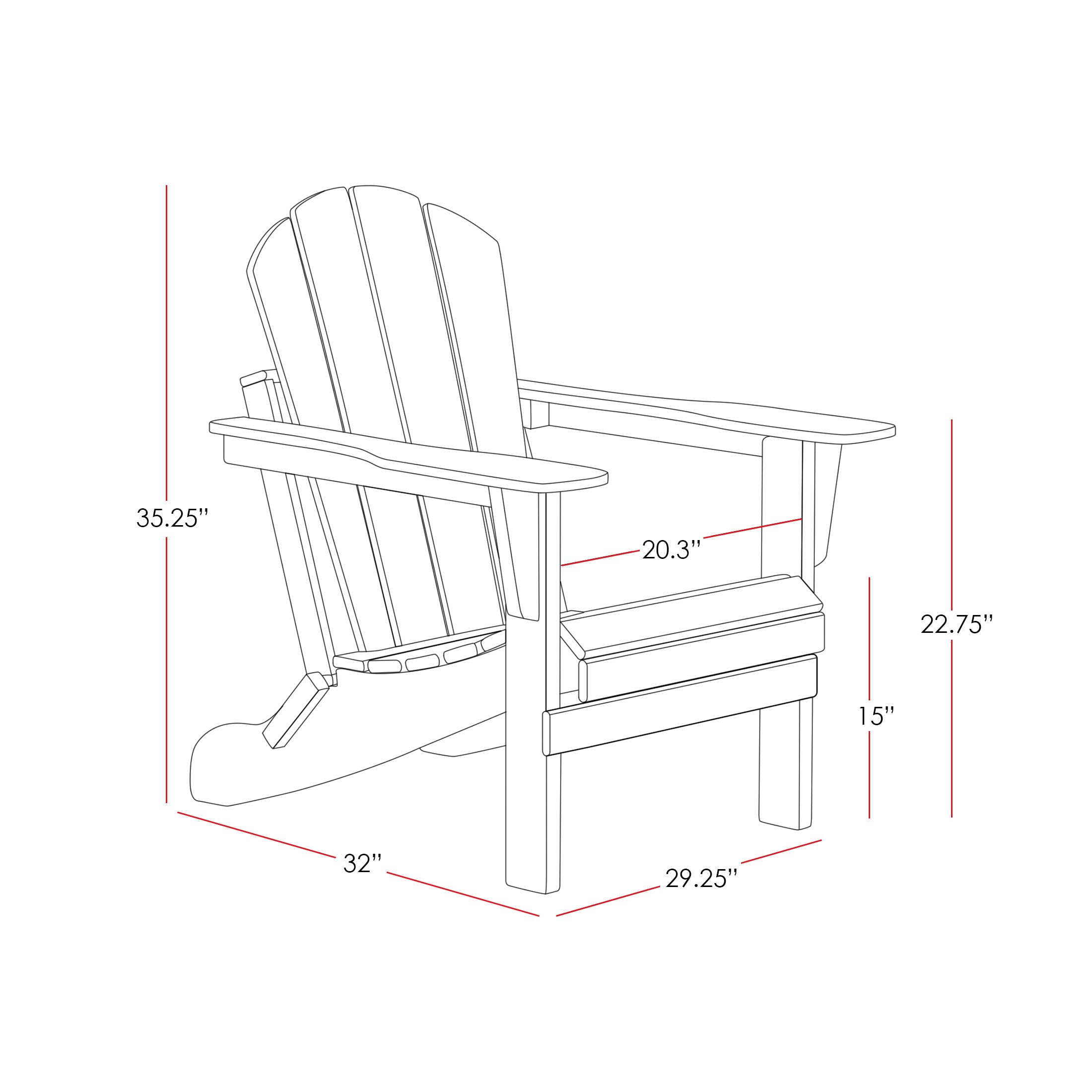 Outdoor Folding Chair - Portable Adirondack Patio Chair with All-Weather Resistant Design for Backyard, Garden, Poolside, Camping & Fire Pit Gatherings