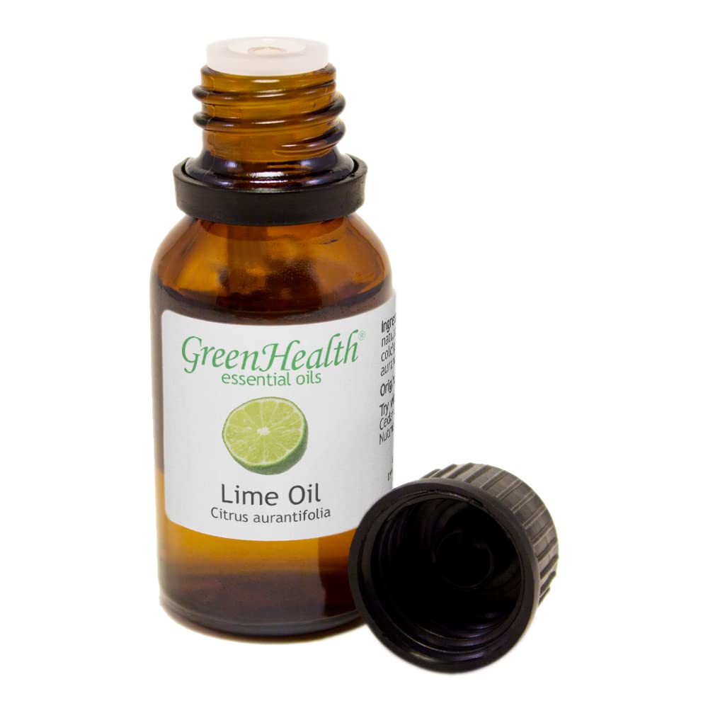 100% Pure Lime Essential Oil - 1/2 fl oz (15ml) Glass Bottle - Natural Aromatherapy Oil for Diffusers, Massage & DIY Skincare - GreenHealth Brand