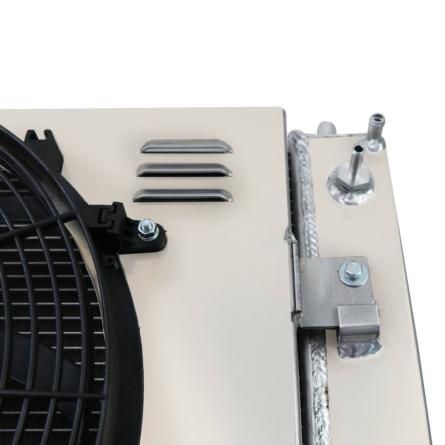 62MM 4 Row Aluminum Radiator with Double Oil Cooler & Electric Fan Shroud - Compatible with 2005-2013 Chevy Corvette C6 6.2L/7.2L V8 Gas Engine - Includes Thermostat Kit - Perfect for Performance Upgrades & High-Temperature Driving Conditions