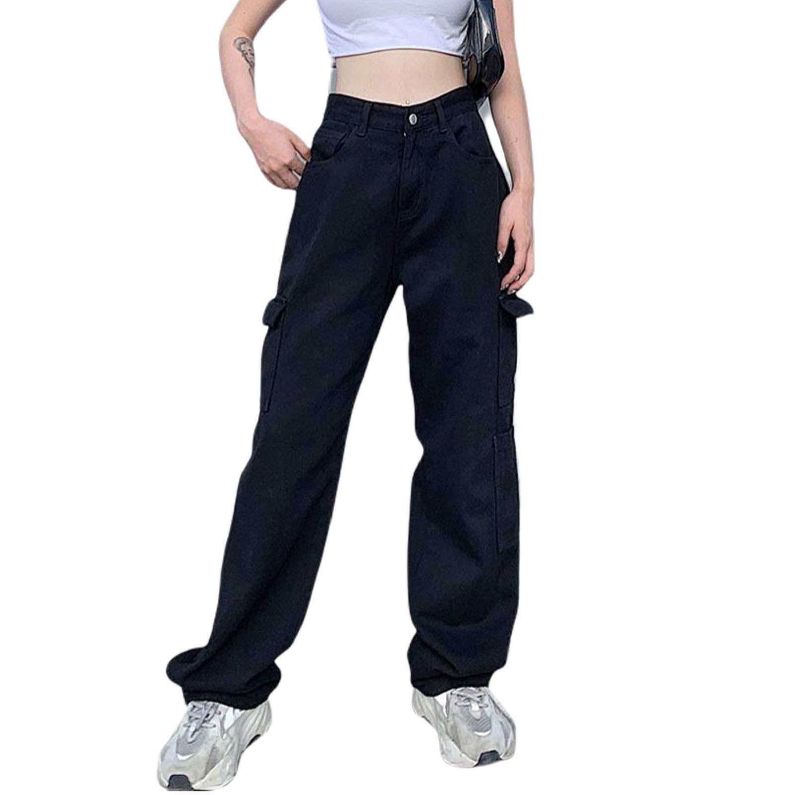 KMBANGI Women's High Waist Baggy Jeans - Wide Leg Straight Denim Cargo Pants for Casual Streetwear | Y2K Fashion Trendy Loose Trousers | Perfect for Everyday Wear, Parties & Urban Outfits