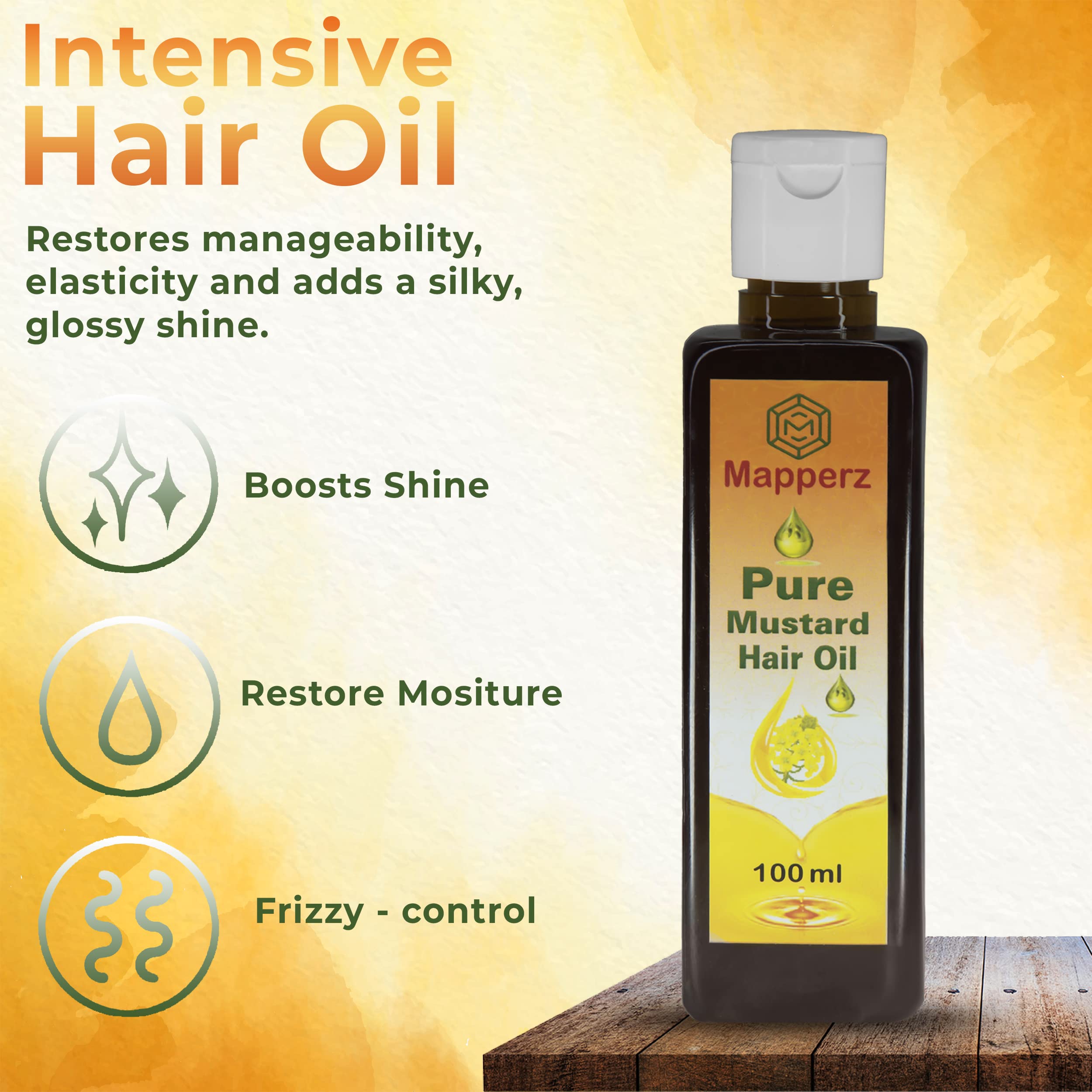 Organic Mustard Hair Oil for Hair Growth - Cold Pressed Kacchi Ghani-Kolhu 100% Pure (100ml) | Reduces Hair Fall & Dandruff, Repairs Damage | Brown Sarso Ka Tel for Men & Women | Perfect for Daily Scalp Massage & Deep Conditioning Treatment