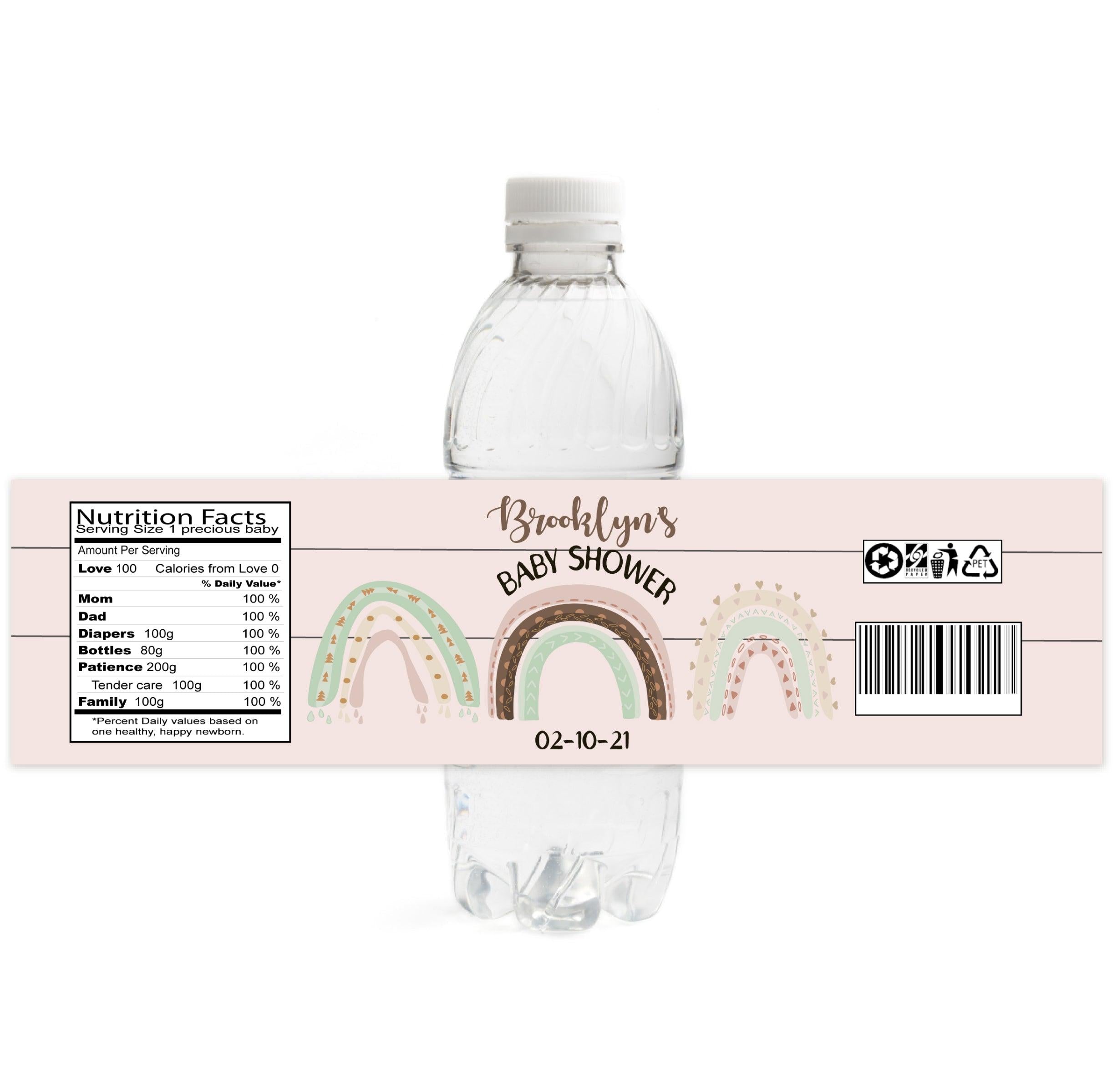 Boho Rainbow Baby Shower Water Bottle Labels - Printable Party Decor for Gender Reveal, Birthday Celebrations & Special Events