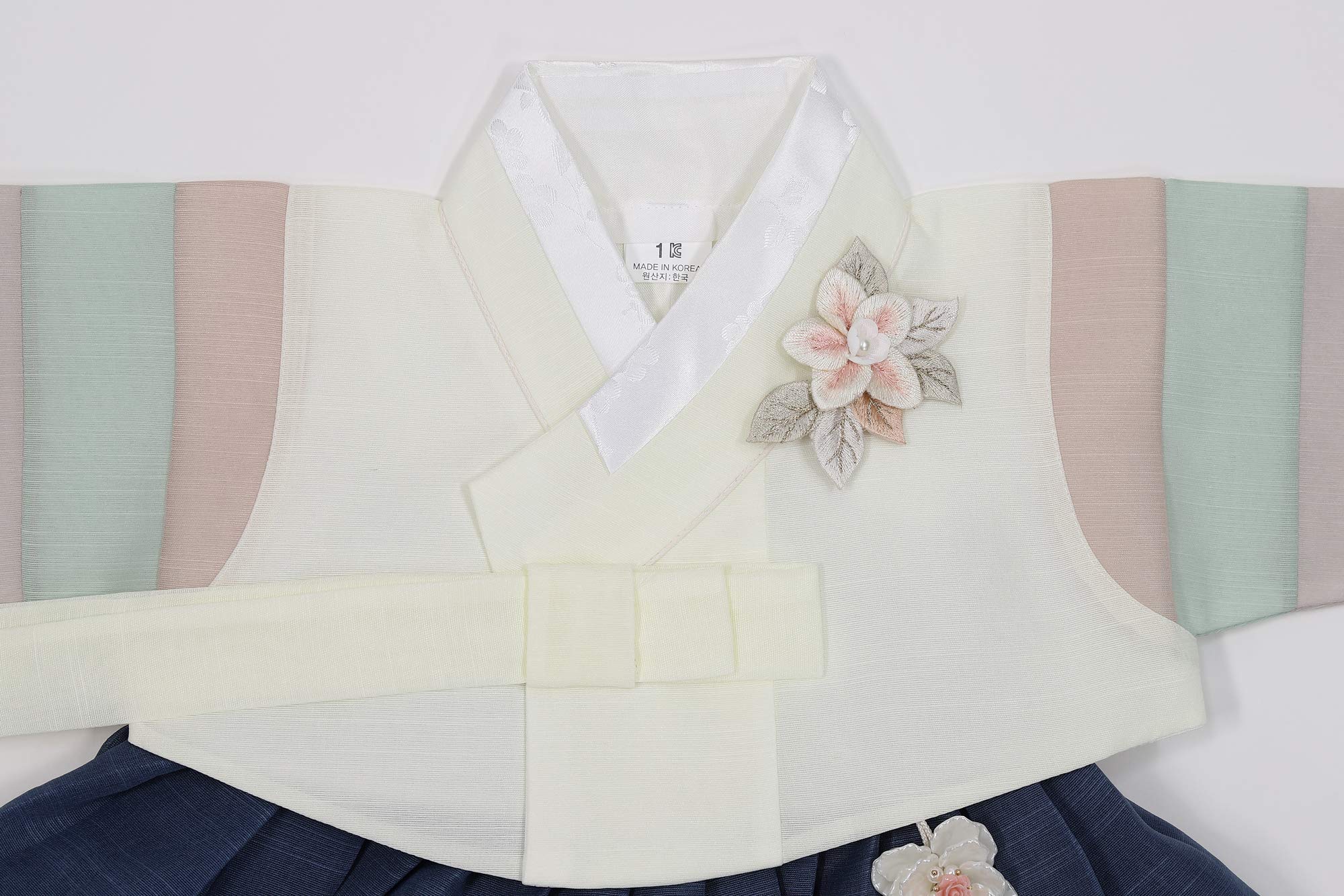 Korean Hanbok Dress for Baby Girl - Traditional Korean First Birthday Outfit, 100th Day Celebration, Ivory & Navy, Sizes 1-15 Years | Perfect for Doljanchi, Cultural Events & Photoshoots